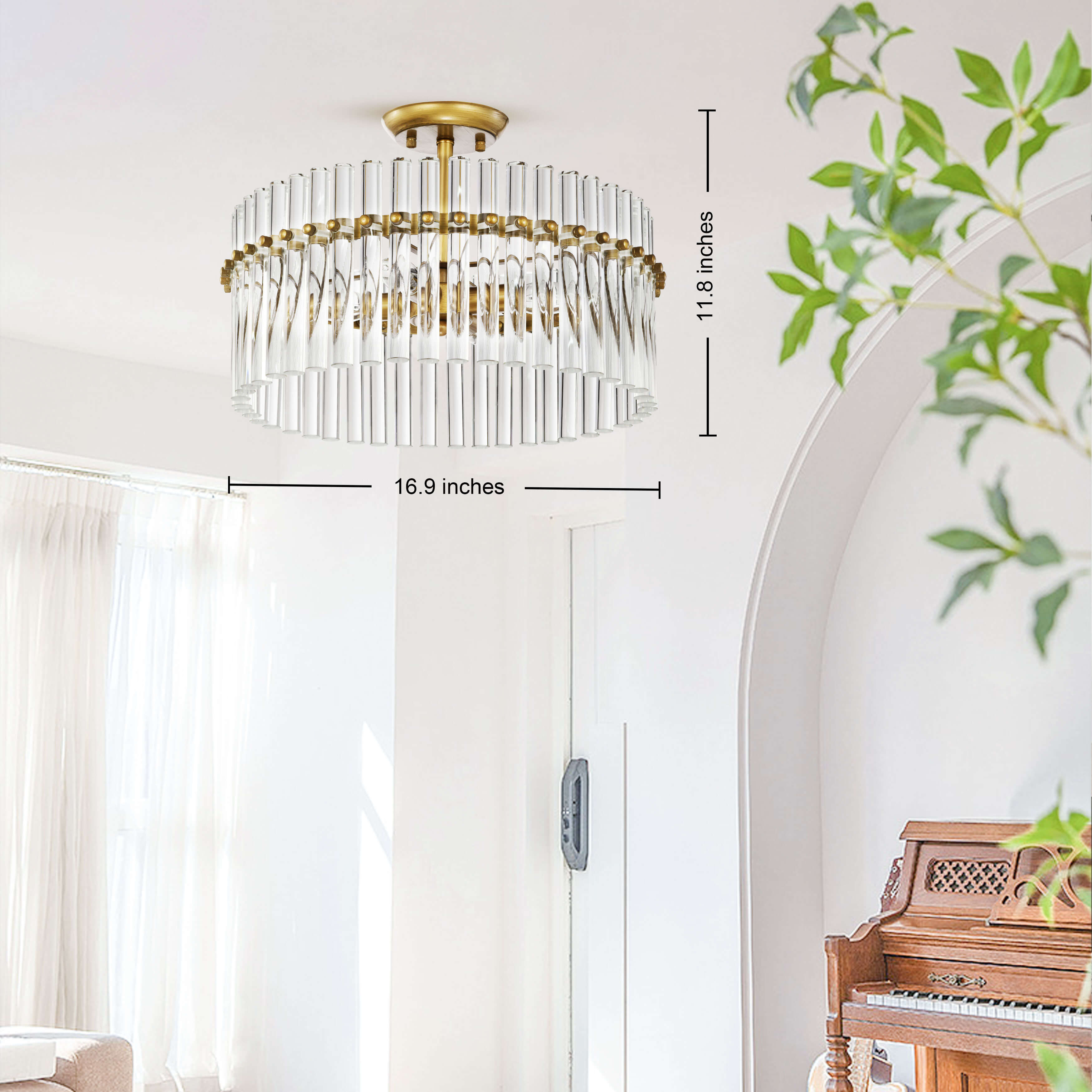 Casandra 4-light Brushed Brass Crystal Flush Mount LJ-4138-YQA
