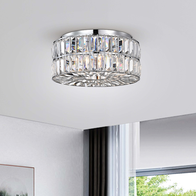 Justina 4-Light Chrome Crystal Glass Prism Flush Mount LJ-4406-WKT