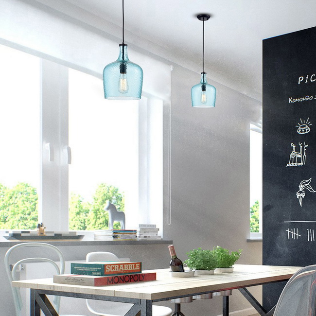 The length of the pendant (from the ceiling plate to the bottom of the glass shade) is 50 inches long