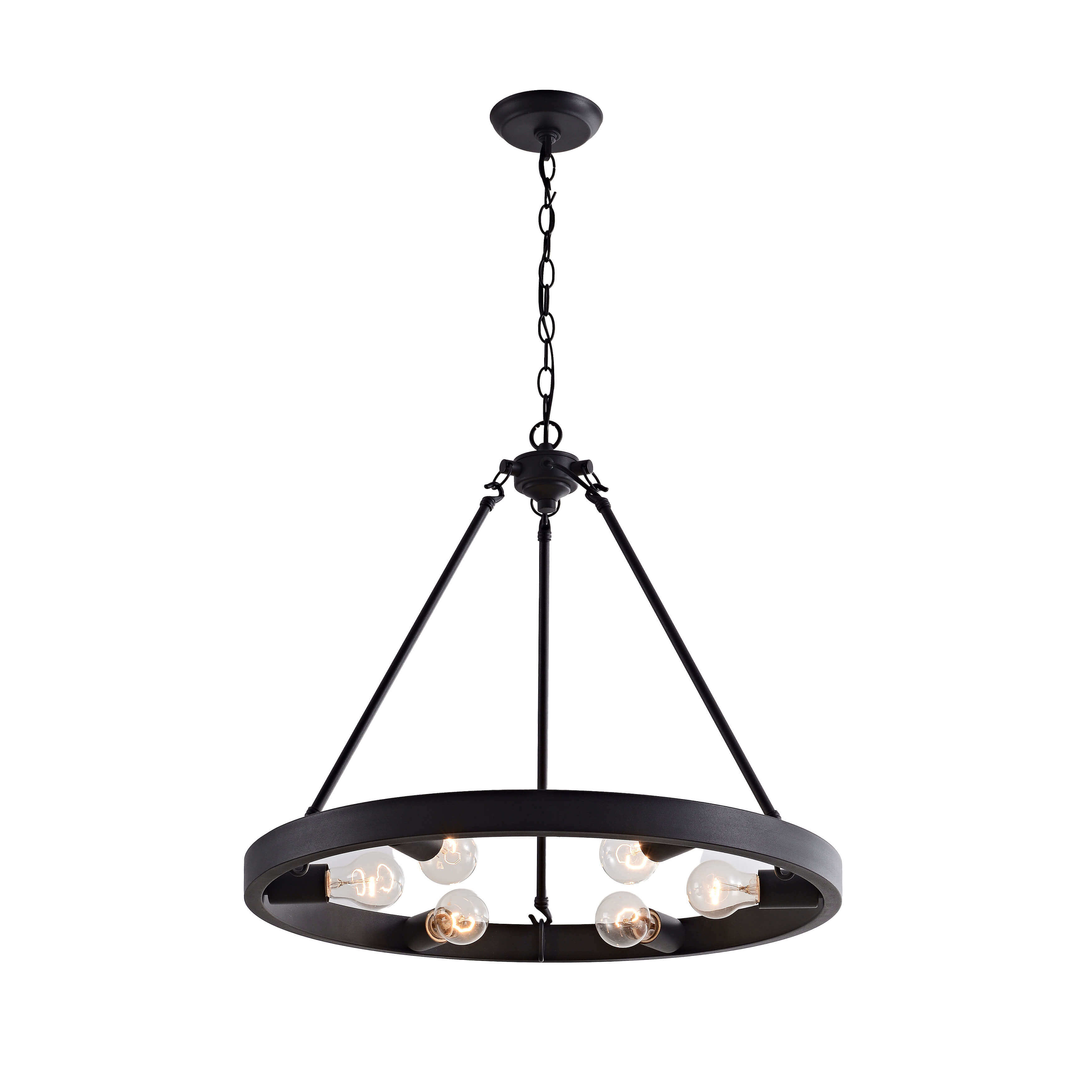 Abigail Wagon Wheel Black 6-light Metal Round Rustic Chandelier LJ-4570-YTV