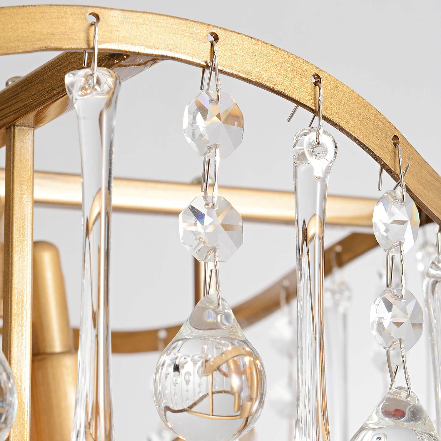 Hilaria Brushed Brass 4-light Glam Crystal Teardrop Tiered Chandelier LJ-4686-JAV