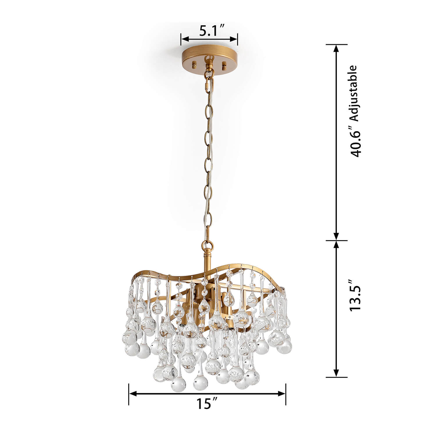Hilaria Brushed Brass 4-light Glam Crystal Teardrop Tiered Chandelier LJ-4686-JAV
