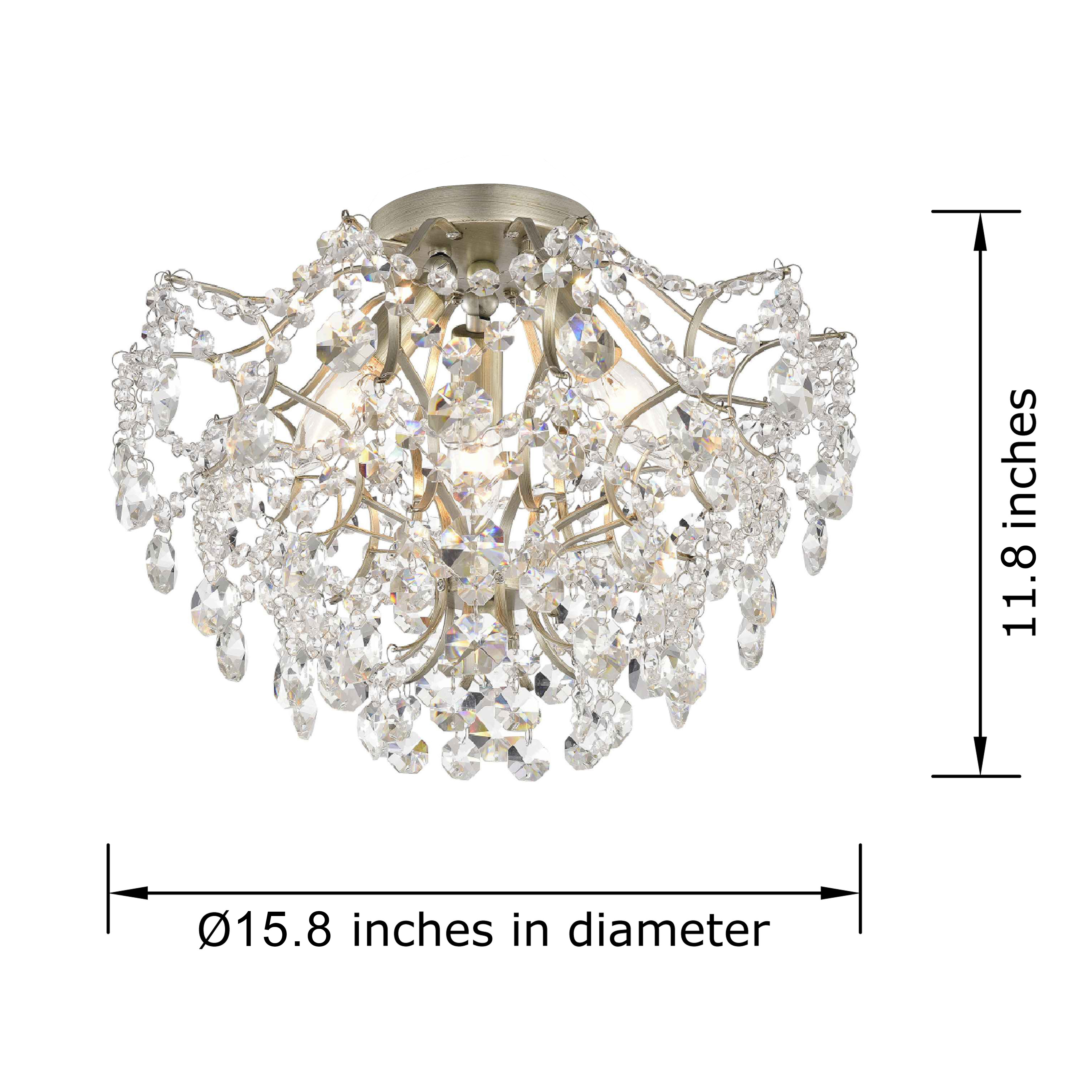 Dalia Elegant Indoor 3-light Champaign Crystal Flush Mount LJ-4863-CRK
