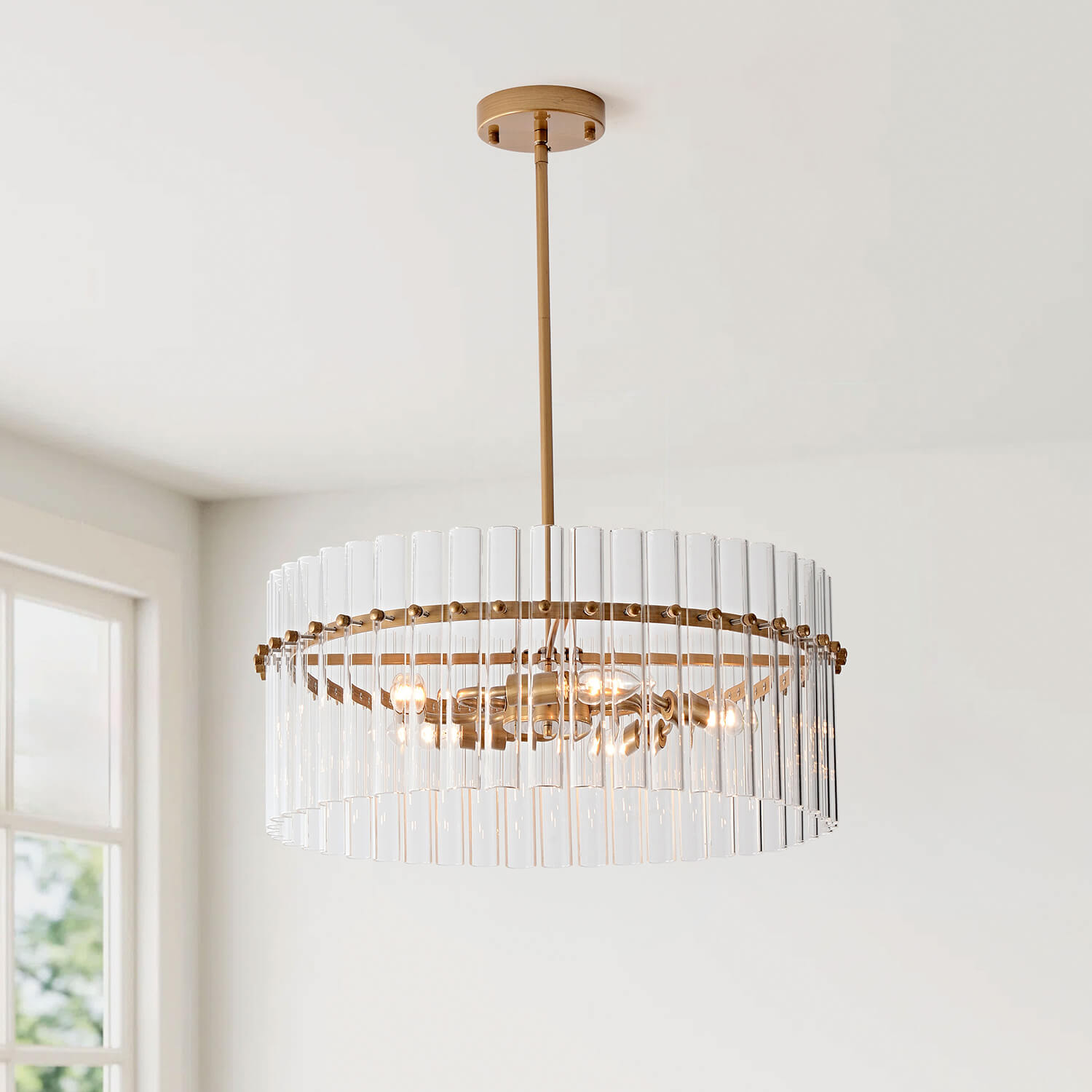 Casandra Brushed Brass 5-light 20" Hollow Glass Round Chandelier LJ-5025-JACY