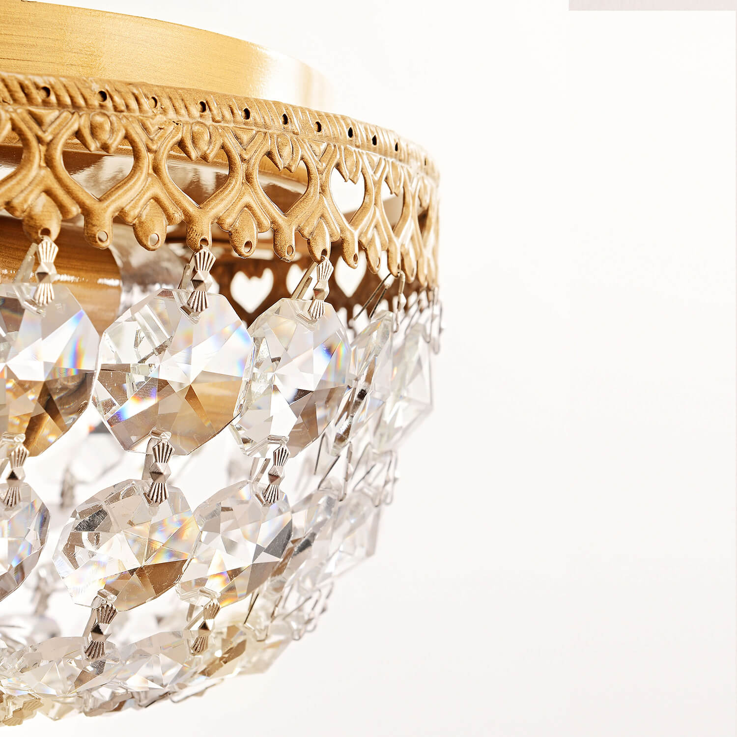 Jessica Brushed Brass 3-Light Crystal Basket Flush Mount LJ-5115-AYP