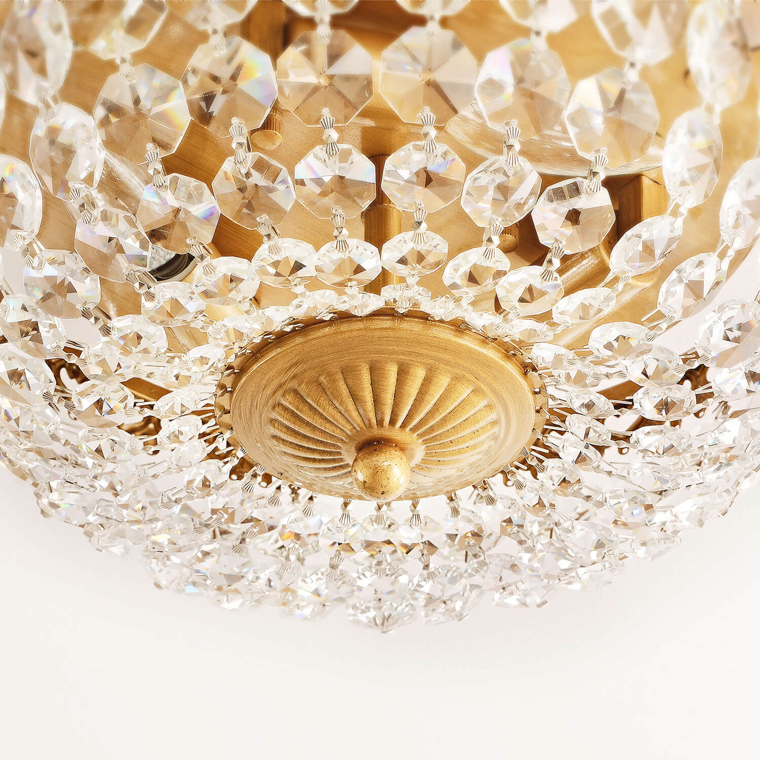 Jessica Brushed Brass 3-Light Crystal Basket Flush Mount LJ-5115-AYP