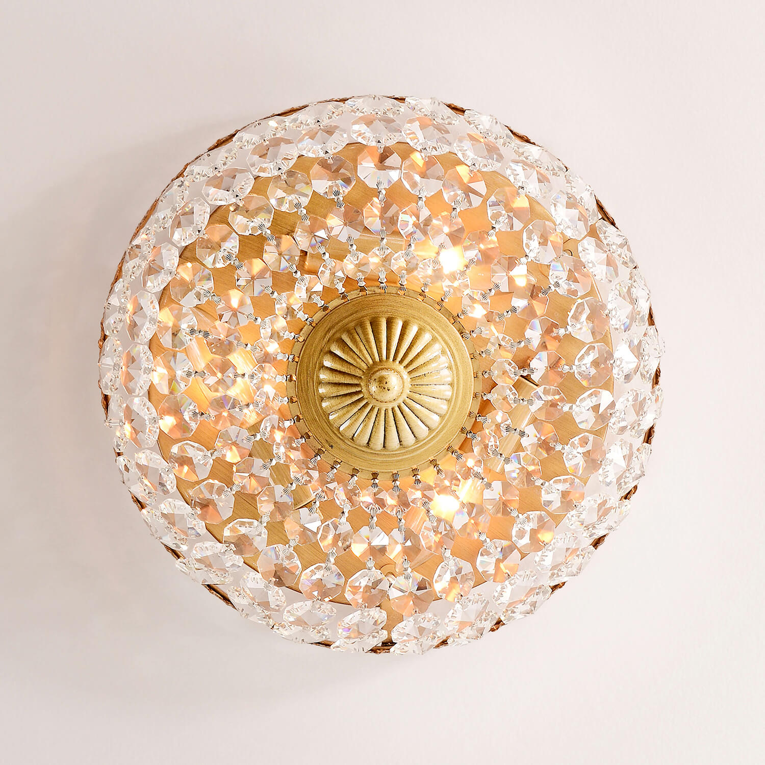Jessica Brushed Brass 3-Light Crystal Basket Flush Mount LJ-5115-AYP