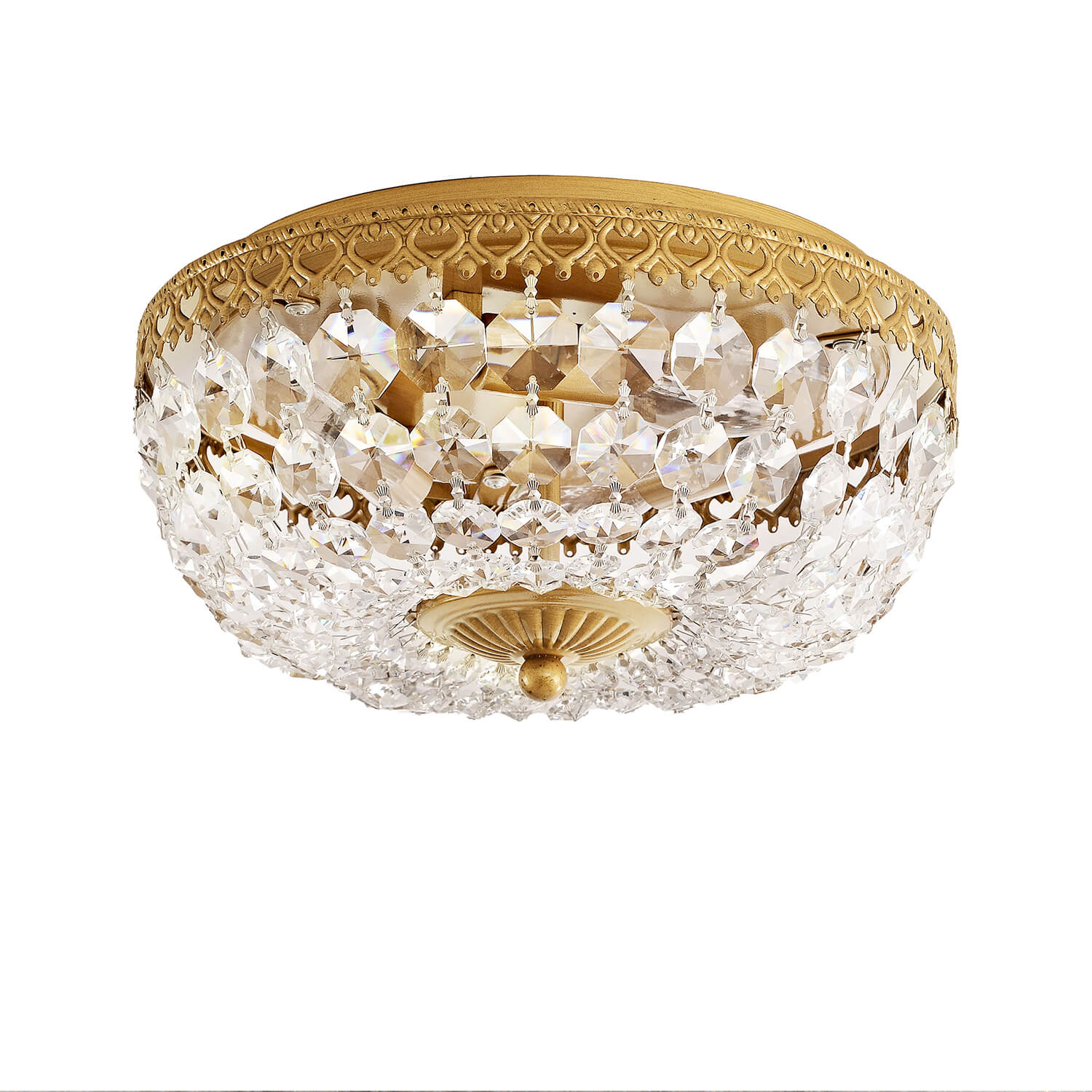 Jessica Brushed Brass 3-Light Crystal Basket Flush Mount LJ-5115-AYP