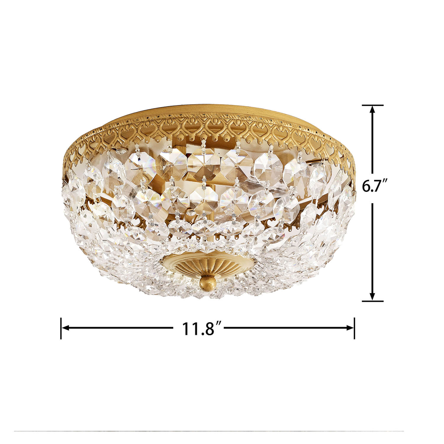 Jessica Brushed Brass 3-Light Crystal Basket Flush Mount LJ-5115-AYP