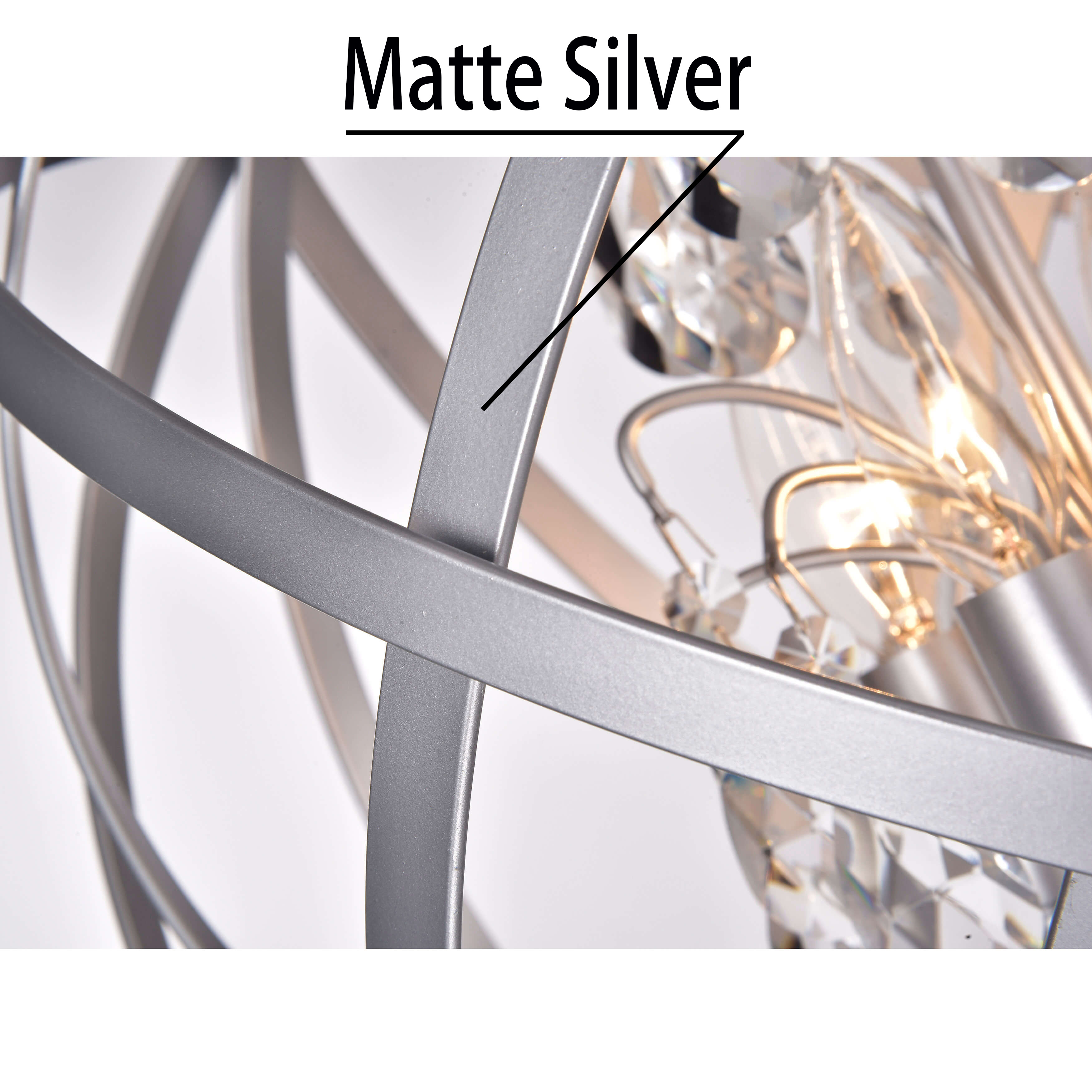Benita Matte Silver 4-Light Metal Globe Crystal Chandelier LJ-5540-SEJ