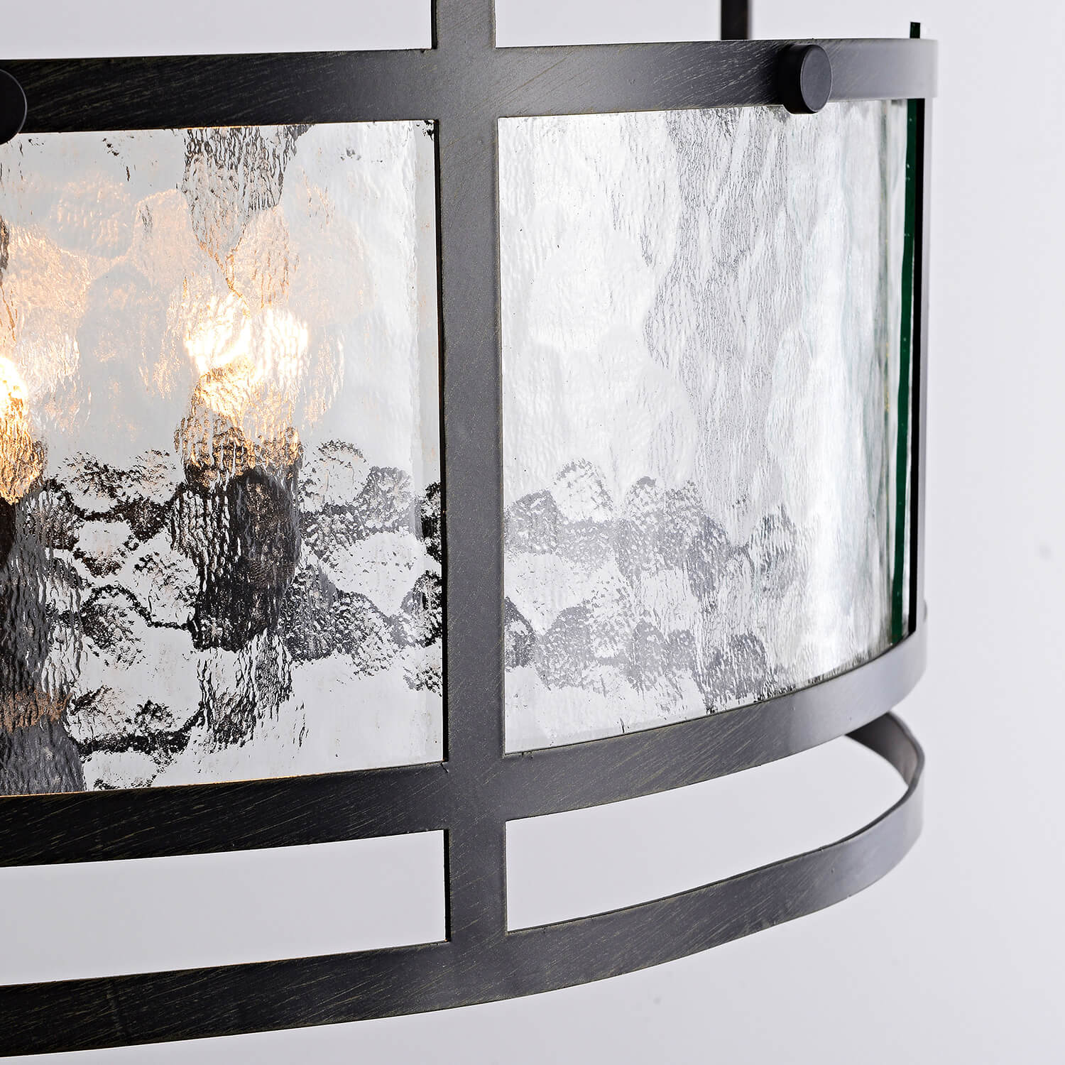Laia 20" 4-light Water Textured Curved Glass Drum Round Chandelier - Black LJ-5552-ATS