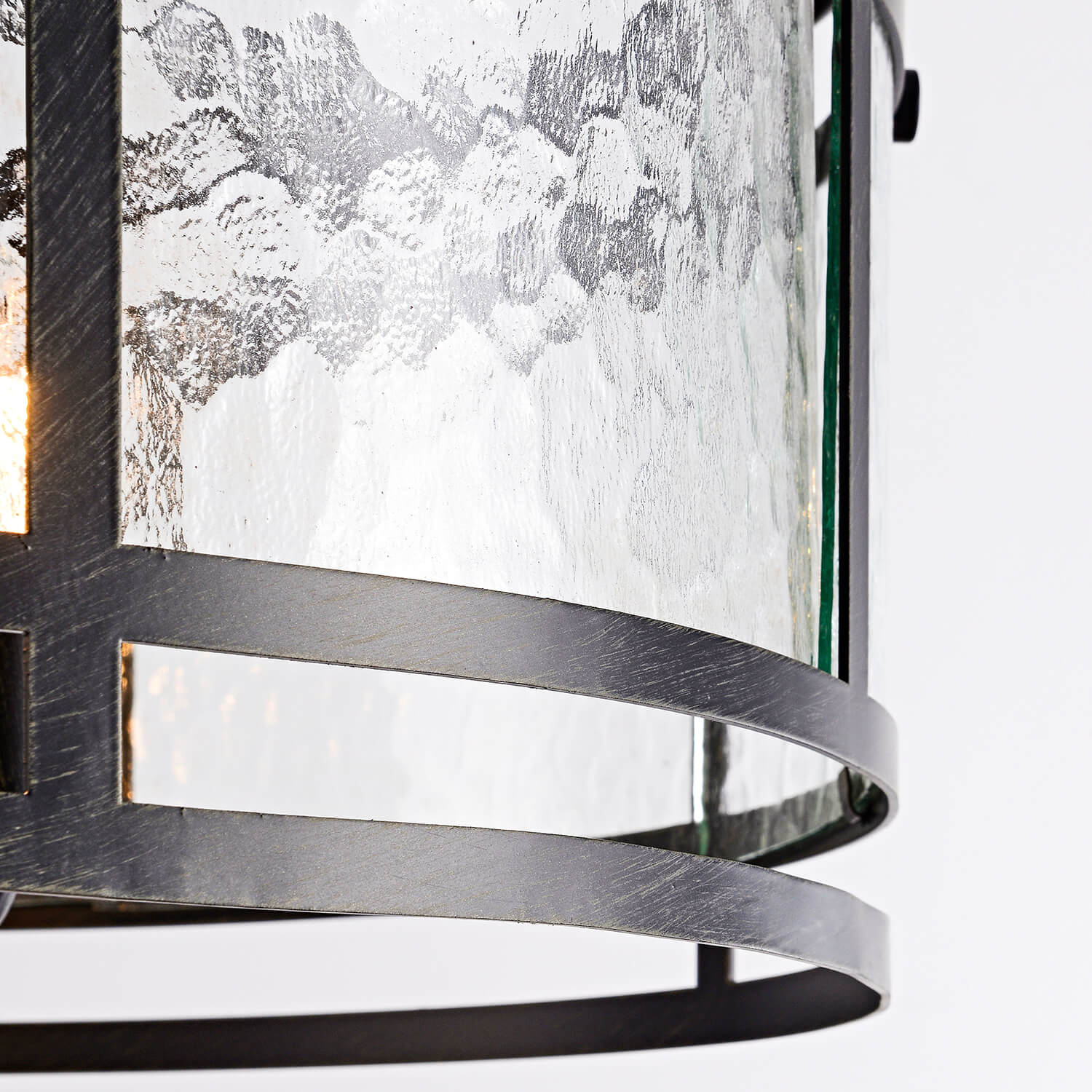 Laia 20" 4-light Water Textured Curved Glass Drum Round Chandelier - Black LJ-5552-ATS