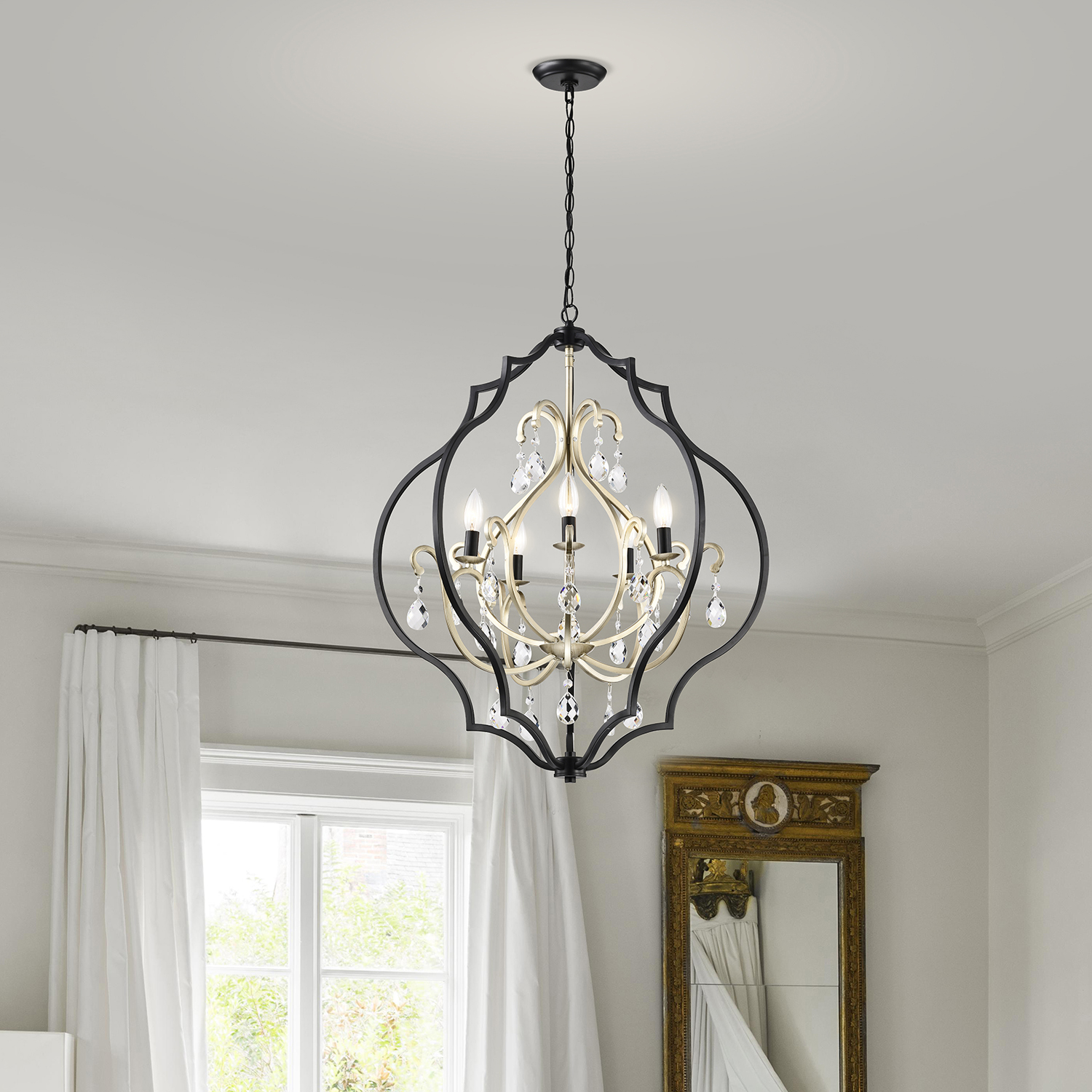 Adoncia Black and Brushed Silverish Champagne Crystal Chandelier LJ-5798-JAL