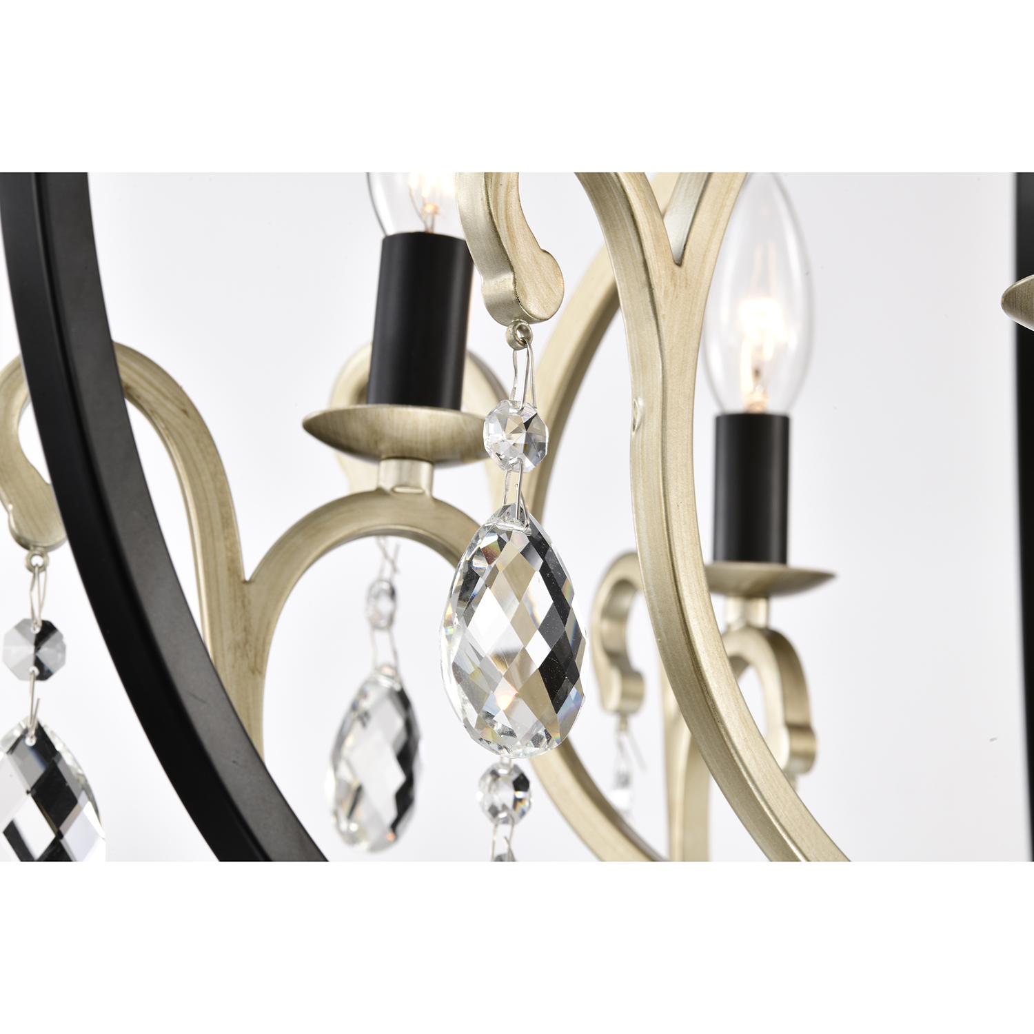 Adoncia Black and Brushed Silverish Champagne Crystal Chandelier LJ-5798-JAL