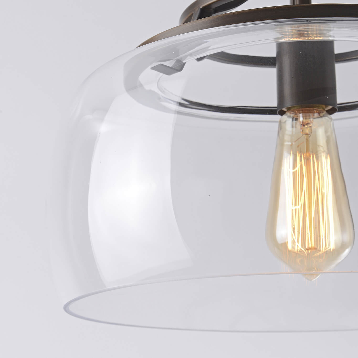 Luna 13.2" Mouth-blown Round Clear Glass Semi Flush Mount LJ-5878-TJN