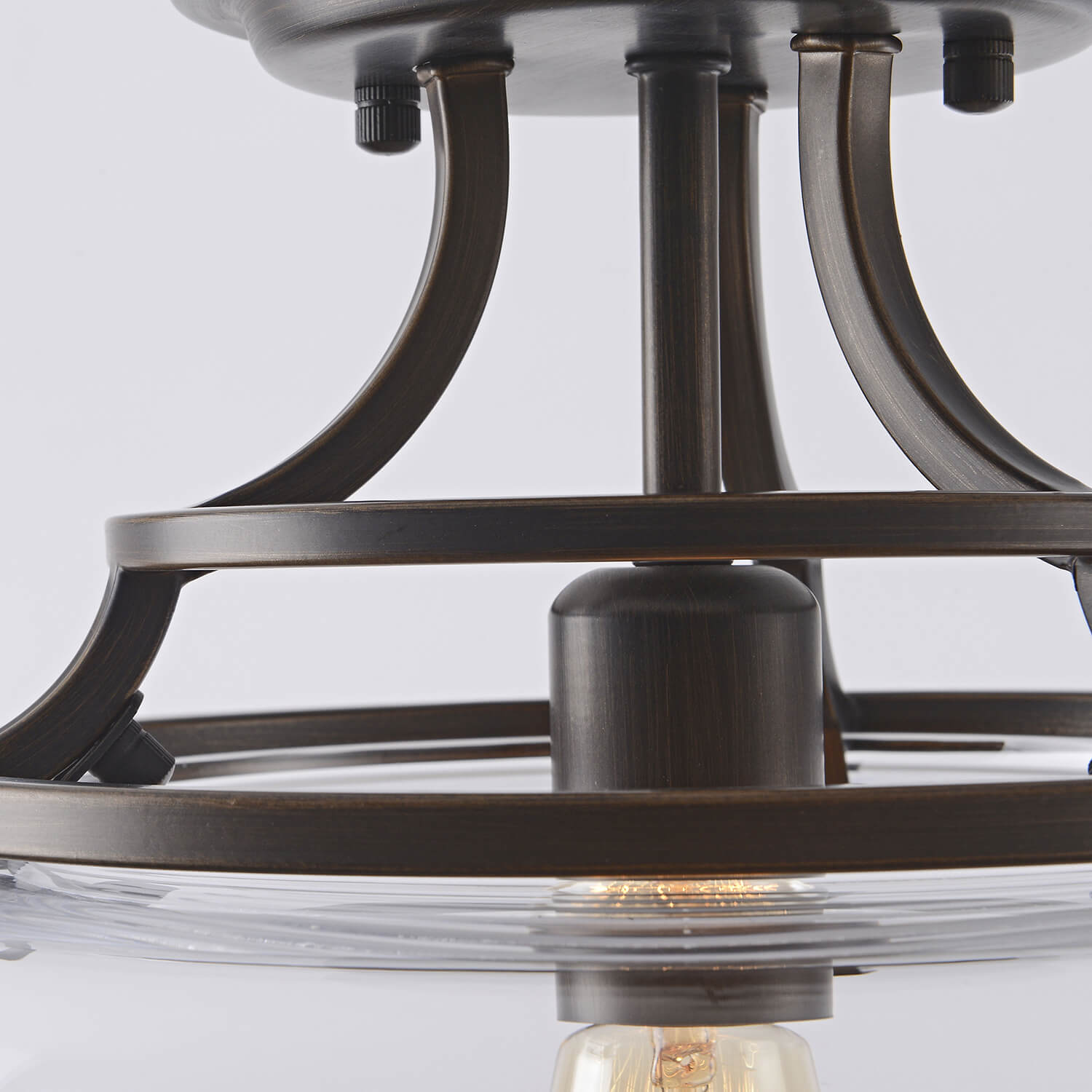 Luna 13.2" Mouth-blown Round Clear Glass Semi Flush Mount LJ-5878-TJN