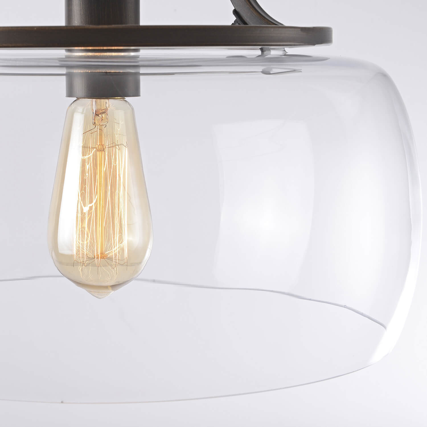 Luna 13.2" Mouth-blown Round Clear Glass Semi Flush Mount LJ-5878-TJN