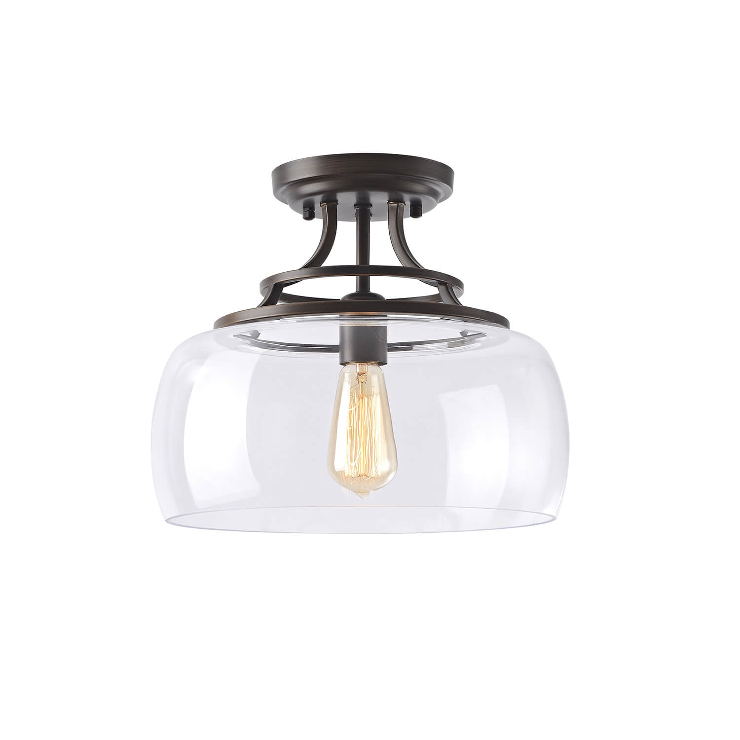 Luna 13.2" Mouth-blown Round Clear Glass Semi Flush Mount LJ-5878-TJN