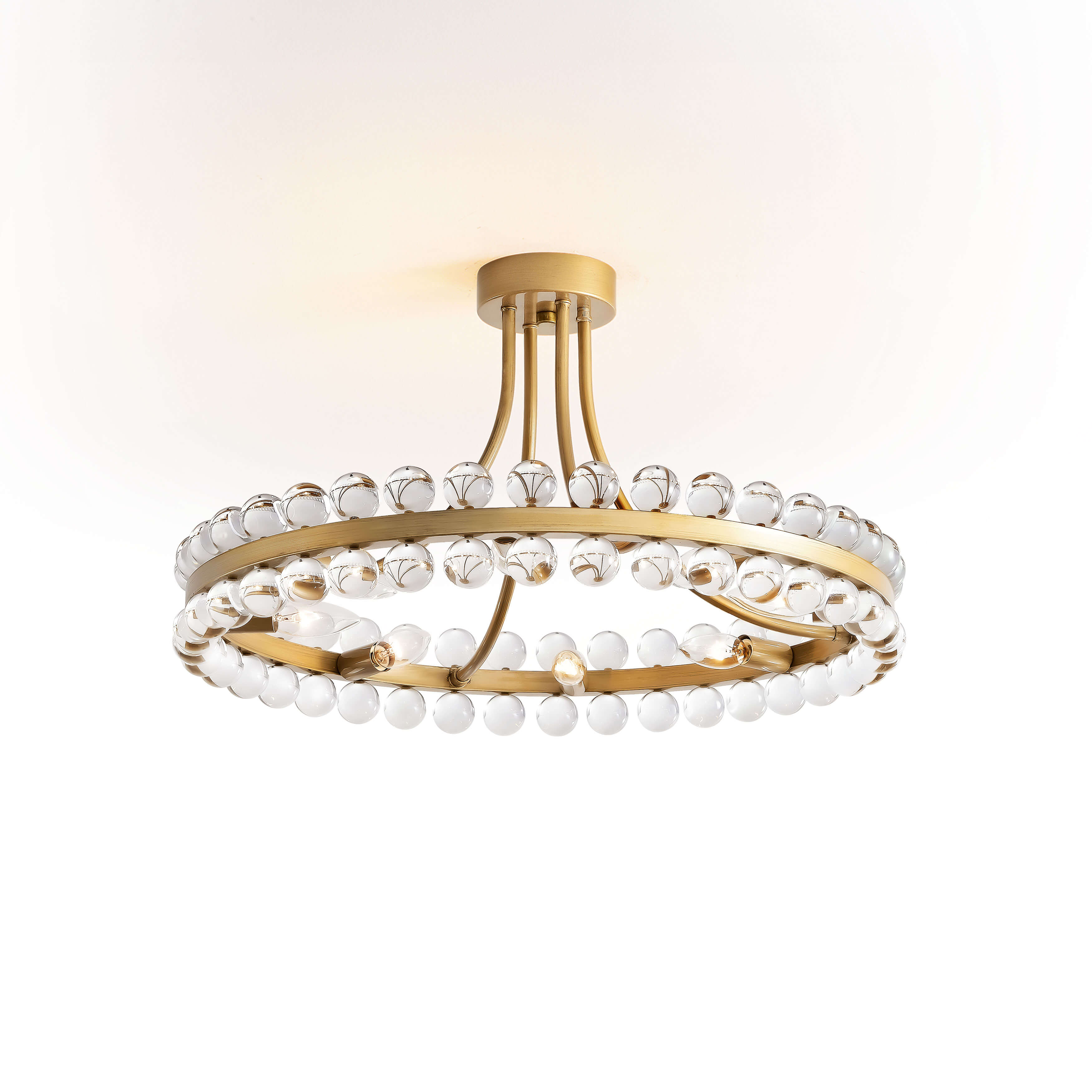 Abigail 8-Light Brushed Brass Wagon Wheel Crystal Semi-Flush Mount LJ-6013-AHX