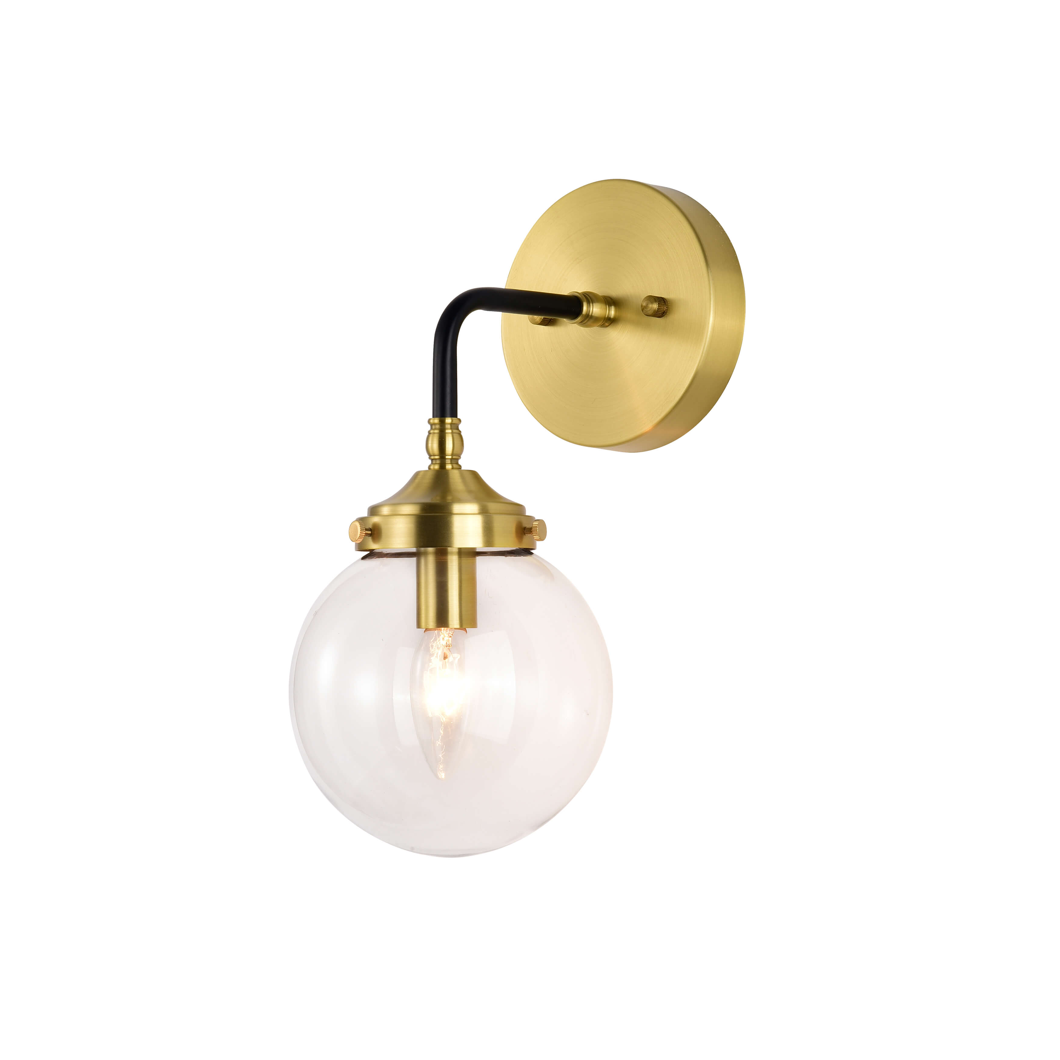 Alda Single light Antique Gold Wall Sconce with Clear Glass Globe LJ-6087-WCW