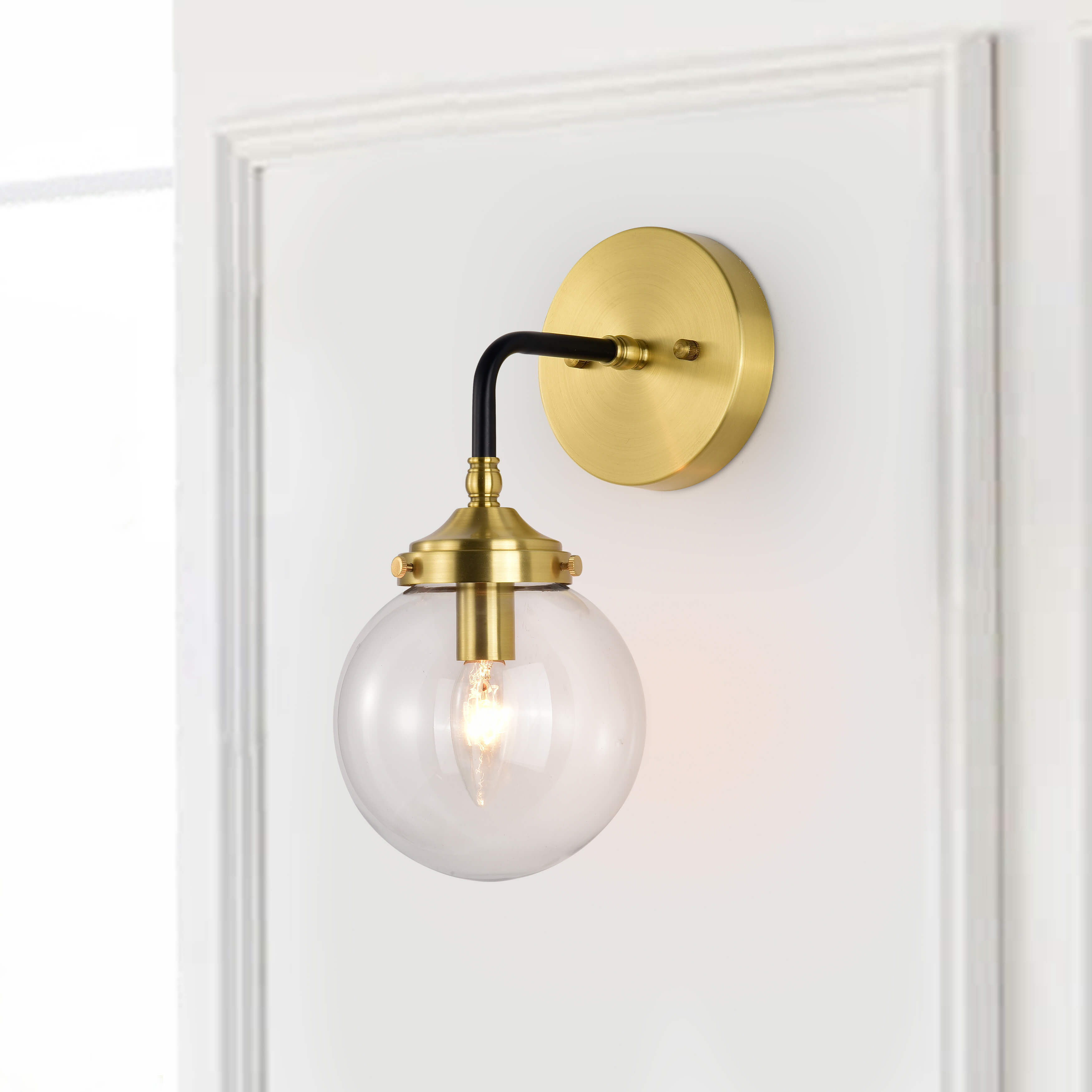 Alda Single light Antique Gold Wall Sconce with Clear Glass Globe LJ-6087-WCW