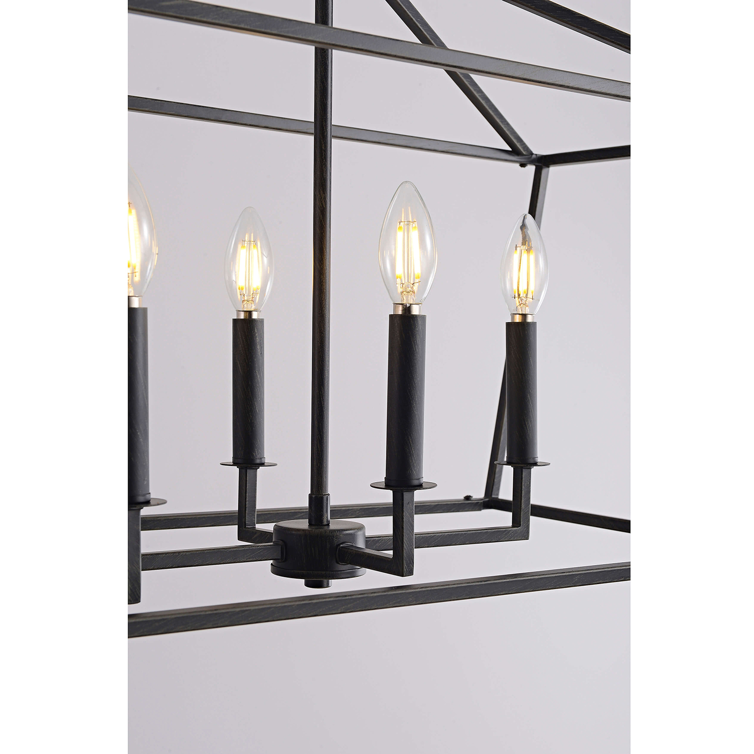 Joshua 8-Light Antique Black Rectangle Candle Chandelier LJ-6231-MZJ