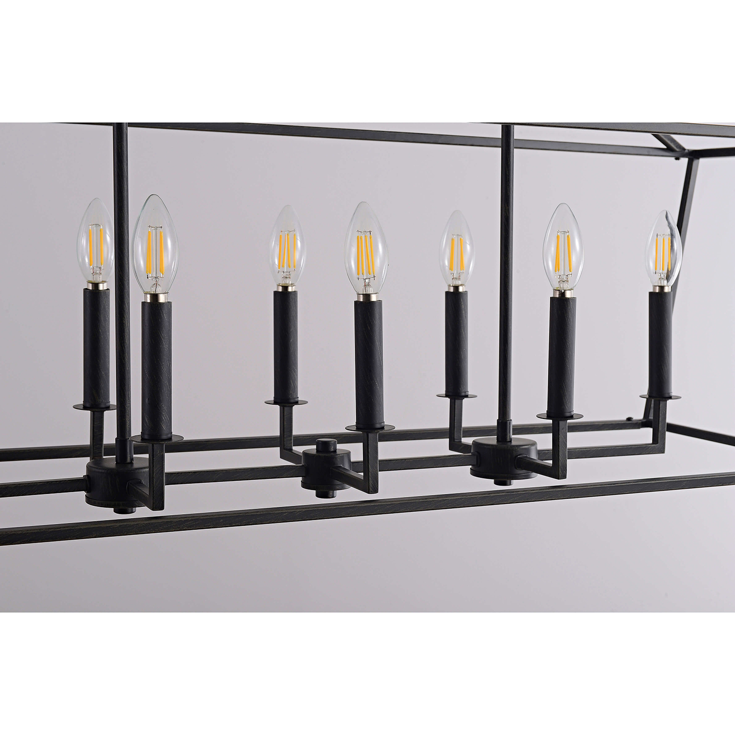 Joshua 8-Light Antique Black Rectangle Candle Chandelier LJ-6231-MZJ