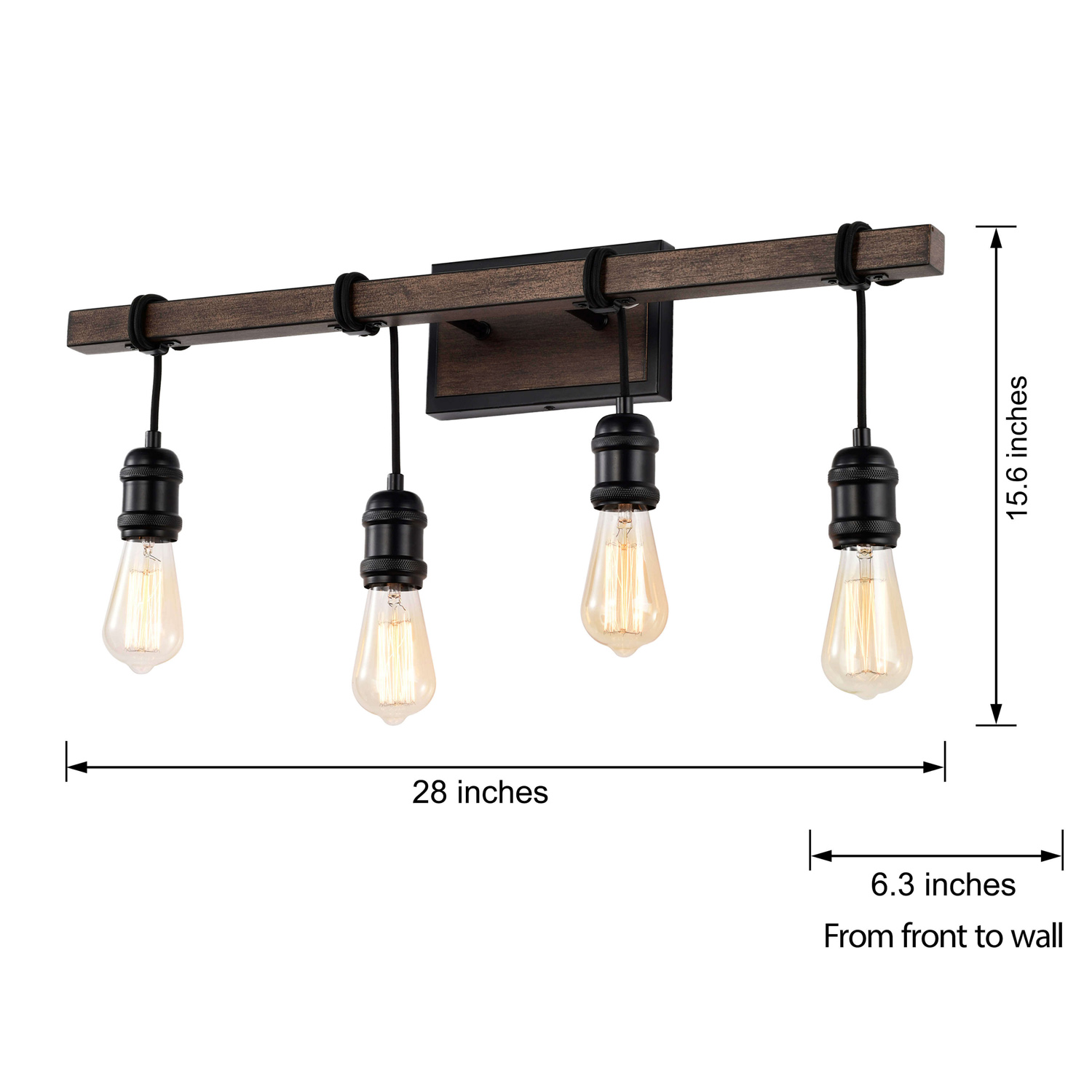 Betisa 4-light Antique Black and Faux Wood Grain Finish Wall Sconce LJ-6251-EWL