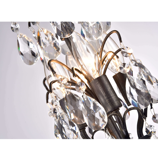 Benita Antique Black 4-Light Metal Globe Crystal Chandelier LJ-6296-UAH