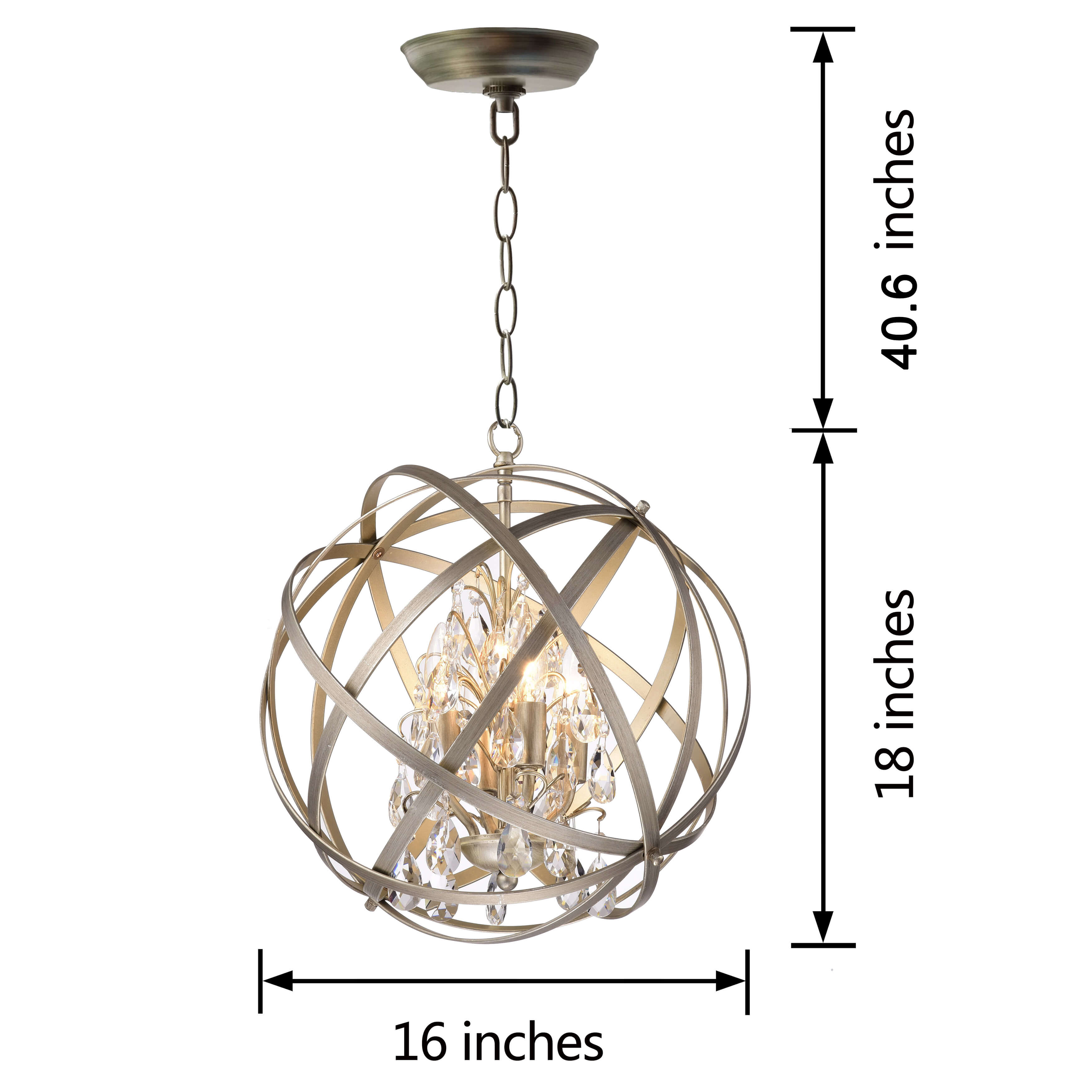 Benita 4-light Light Gold with Bronze Metal Crystal Orb Chandelier