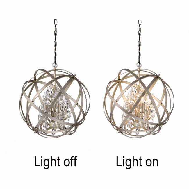 Benita 4-light Light Gold with Bronze Metal Crystal Orb Chandelier