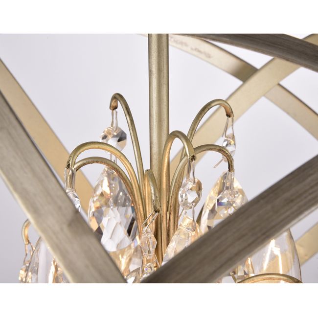 Benita 4-light Light Gold with Bronze Metal Crystal Orb Chandelier