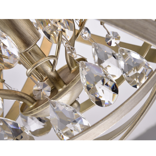 Benita 4-light Light Gold with Bronze Metal Crystal Orb Chandelier