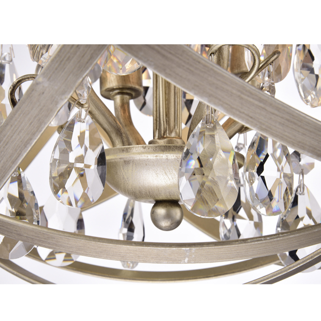 Benita 4-light Light Gold with Bronze Metal Crystal Orb Chandelier