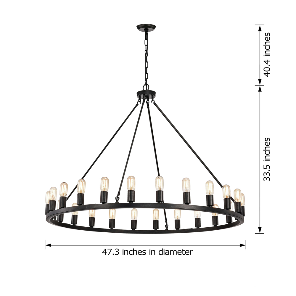 Eva 24-light Antique Black Metal Round Chandelier LJ-7046-QEV