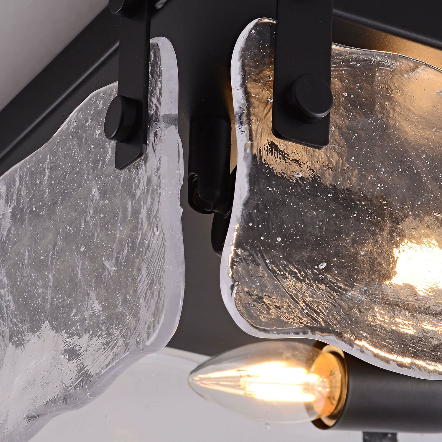 Laia 11.8" Black 2-light Hand Crafted Glass Square Flush Mount LJ-7190-SHF