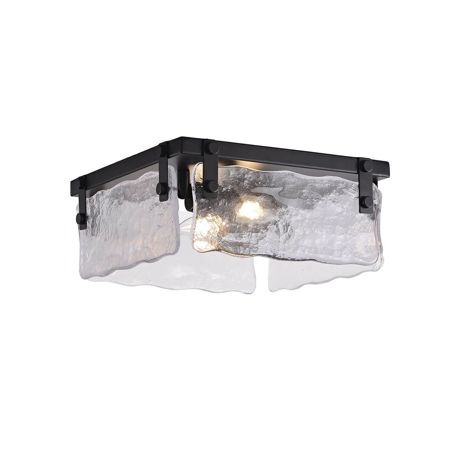 Laia 11.8" Black 2-light Hand Crafted Glass Square Flush Mount LJ-7190-SHF