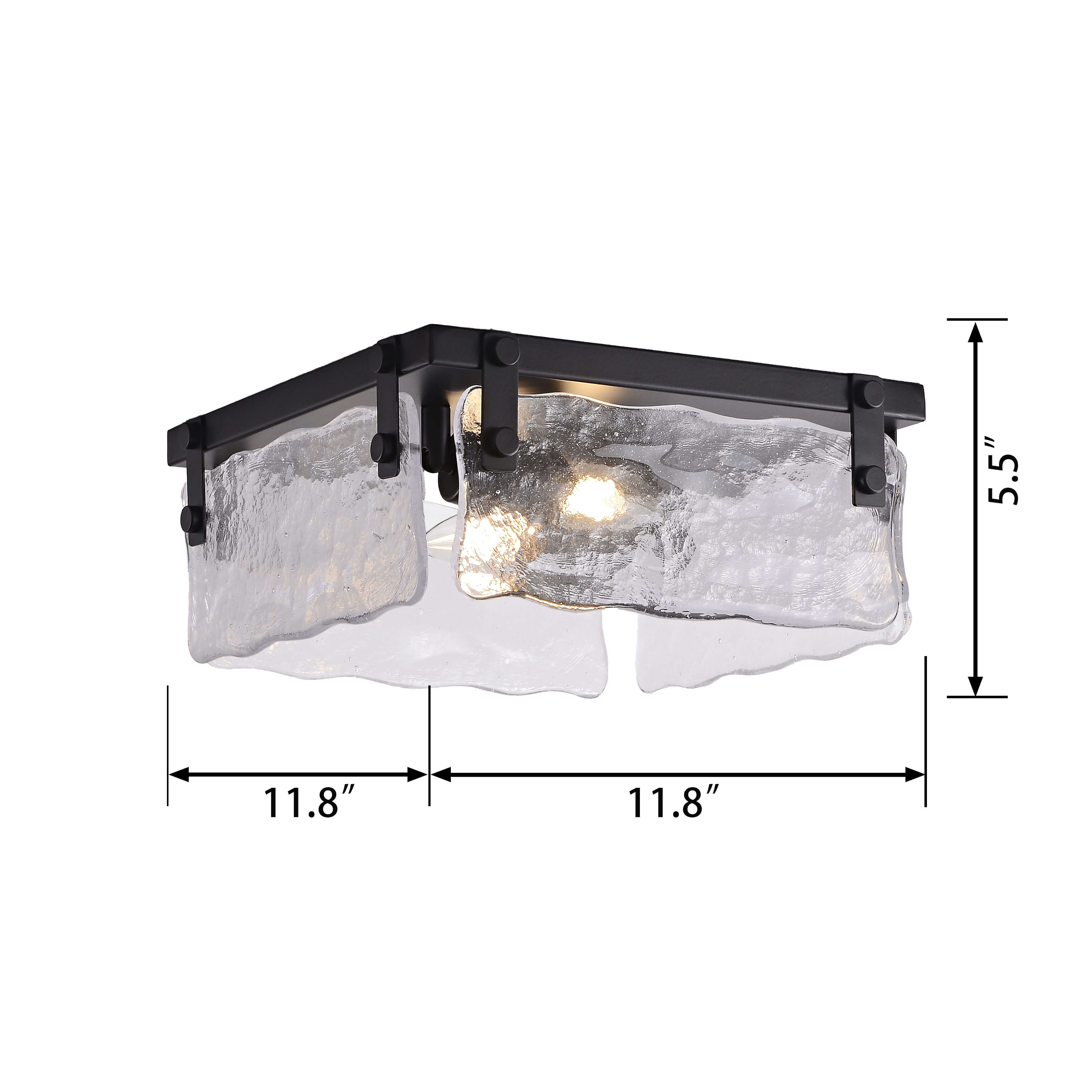 Laia 11.8" Black 2-light Hand Crafted Glass Square Flush Mount LJ-7190-SHF