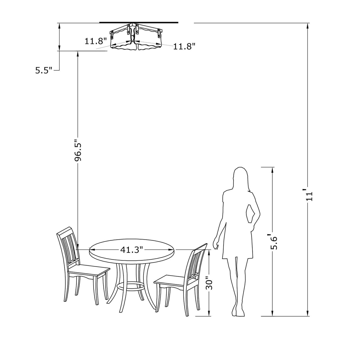 Laia 11.8" Black 2-light Hand Crafted Glass Square Flush Mount LJ-7190-SHF