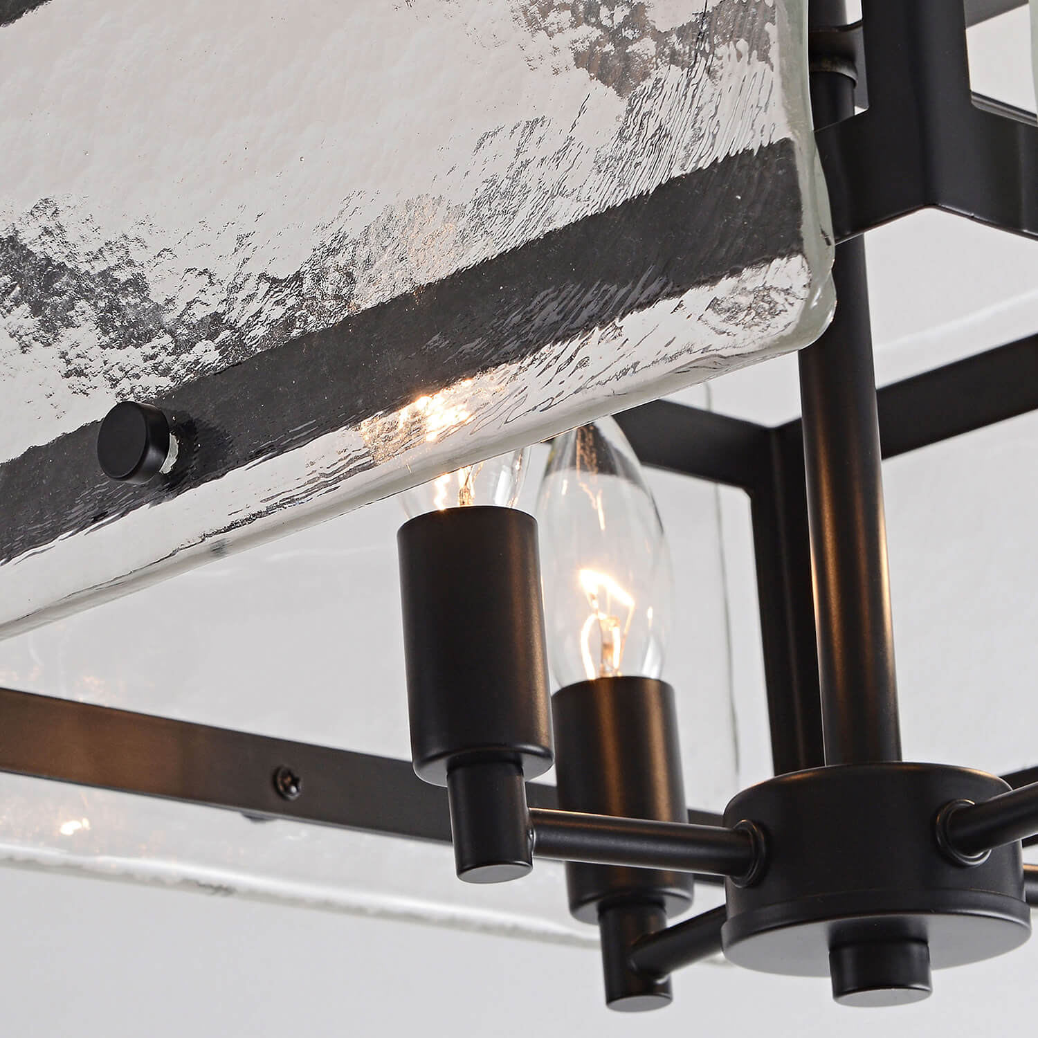 Laia 15" 4-light Hand Crafted Glass Panels Square Flush Mount - Black LJ-7264-SWG