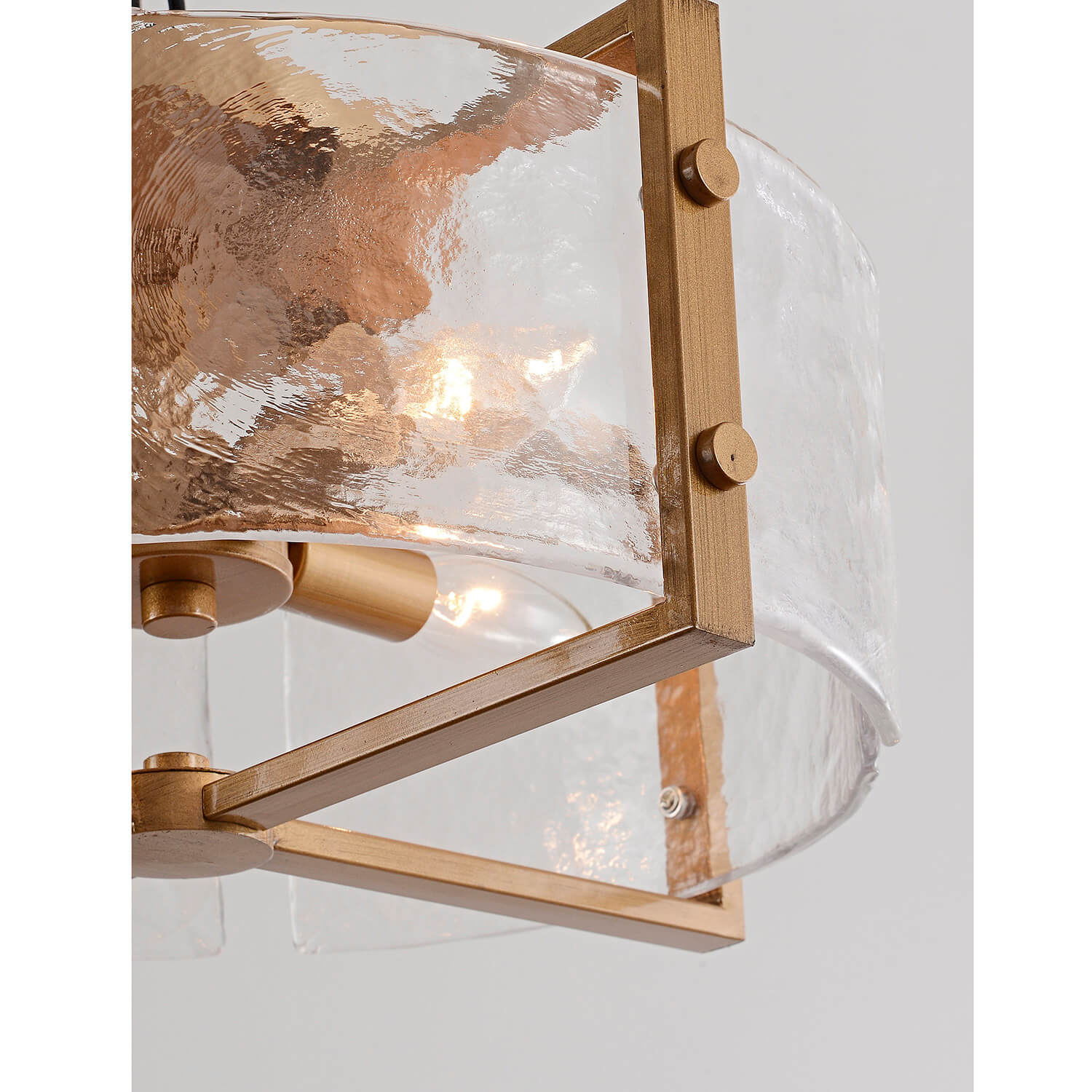 Laia 4-Light Metal Frame Textured Glass Panels Flush Mount - Brushed Brass LJ-7449-ZYD