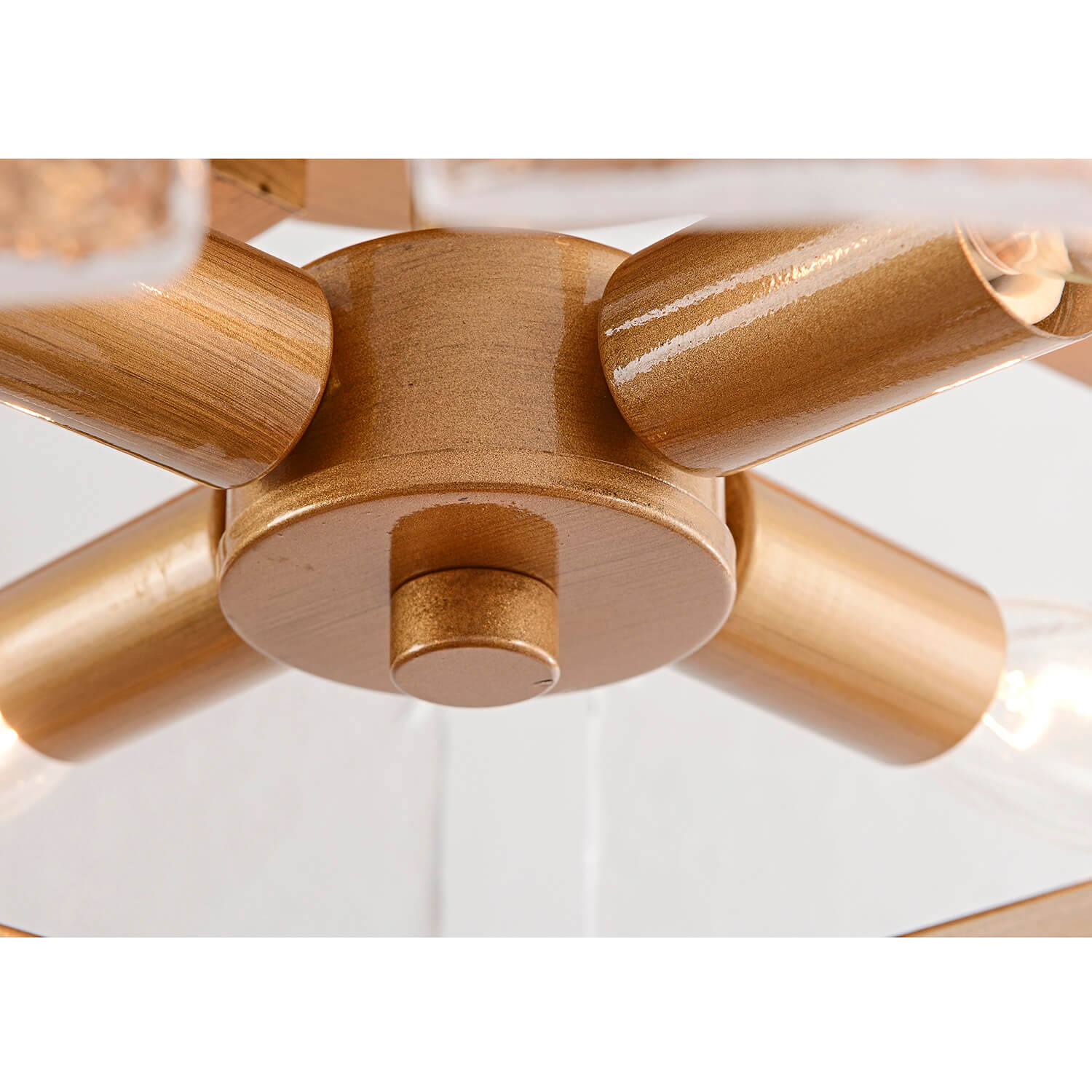 Laia 4-Light Metal Frame Textured Glass Panels Flush Mount - Brushed Brass LJ-7449-ZYD