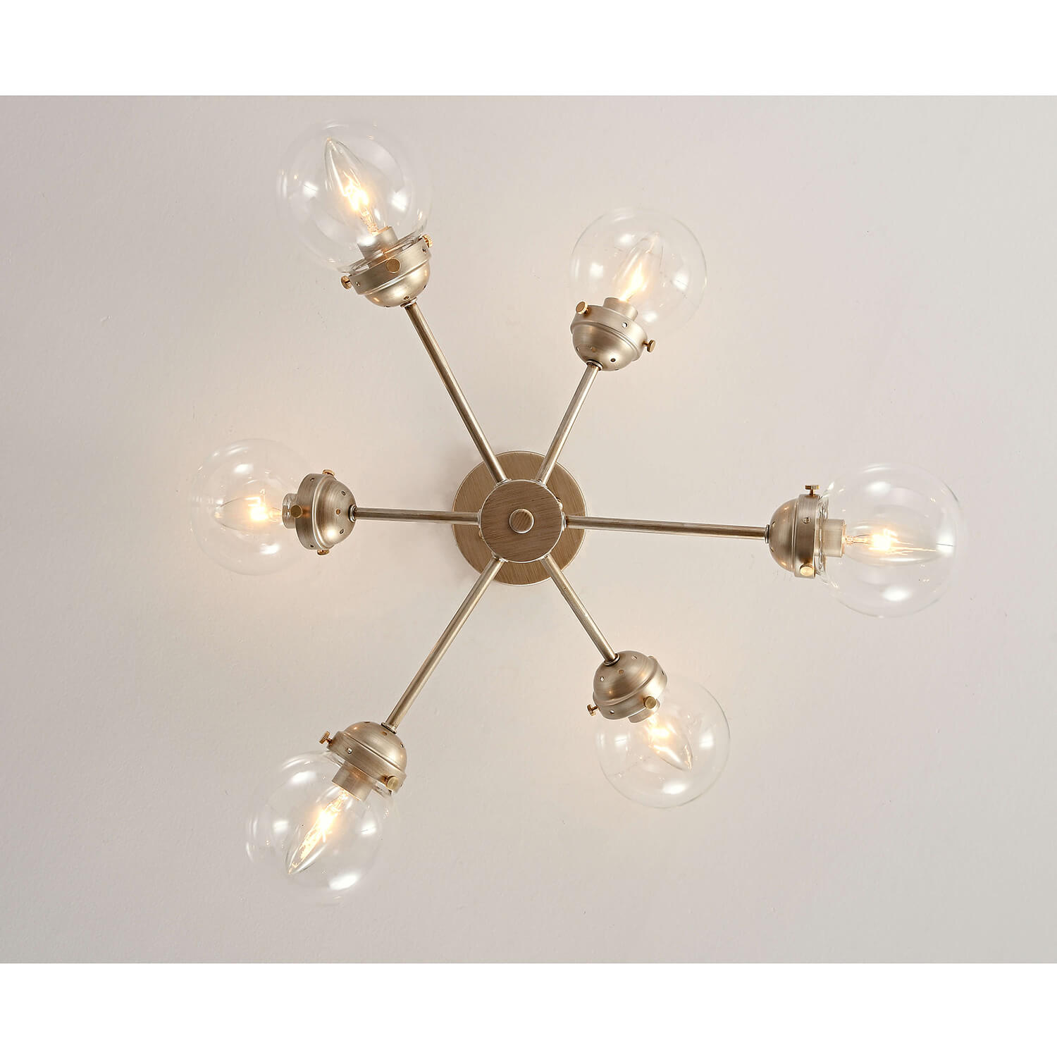 Lorena Light Gold with Bronze Sputnik Clear Globe Semi-Flush Mount LJ-7484-BSL