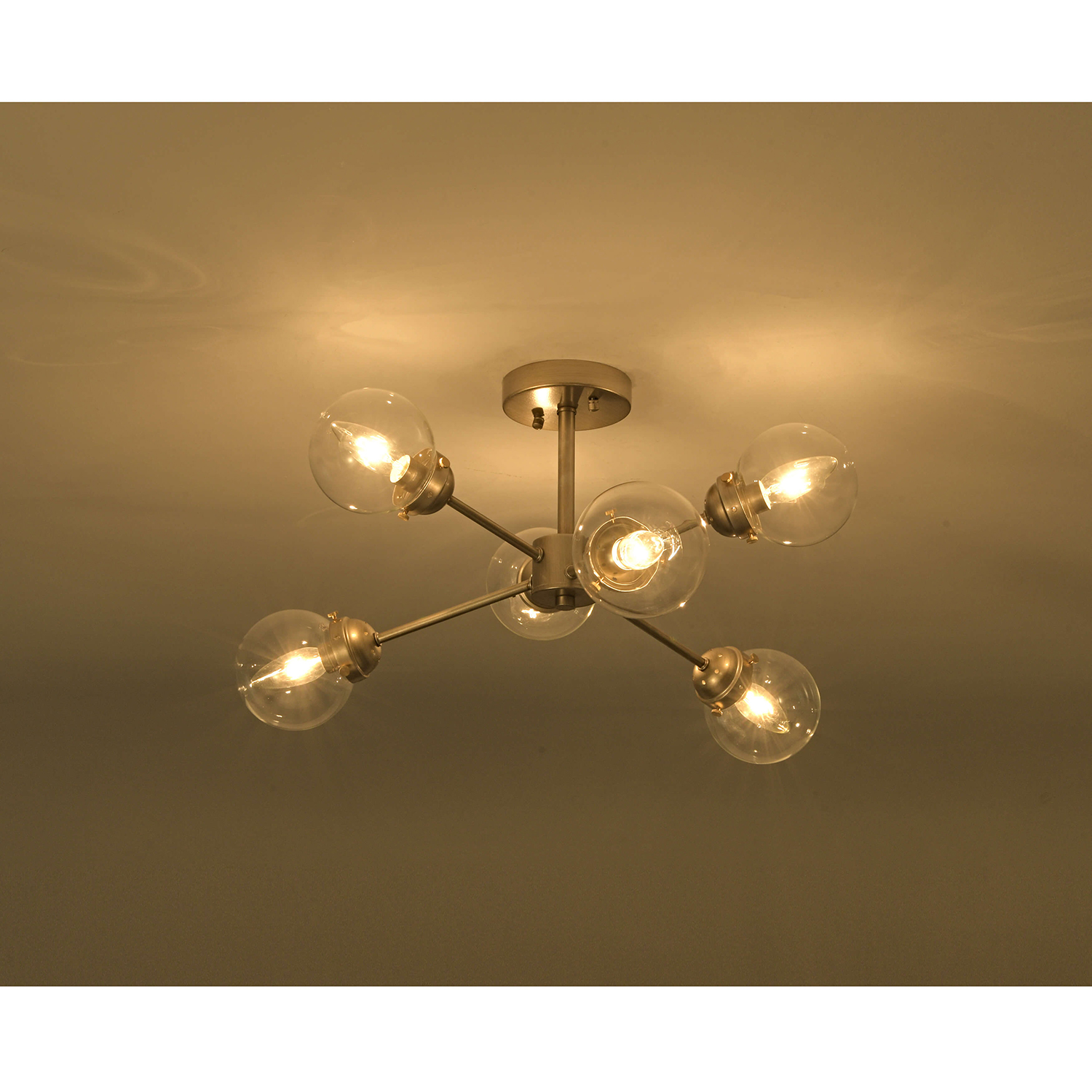 Lorena Light Gold with Bronze Sputnik Clear Globe Semi-Flush Mount LJ-7484-BSL