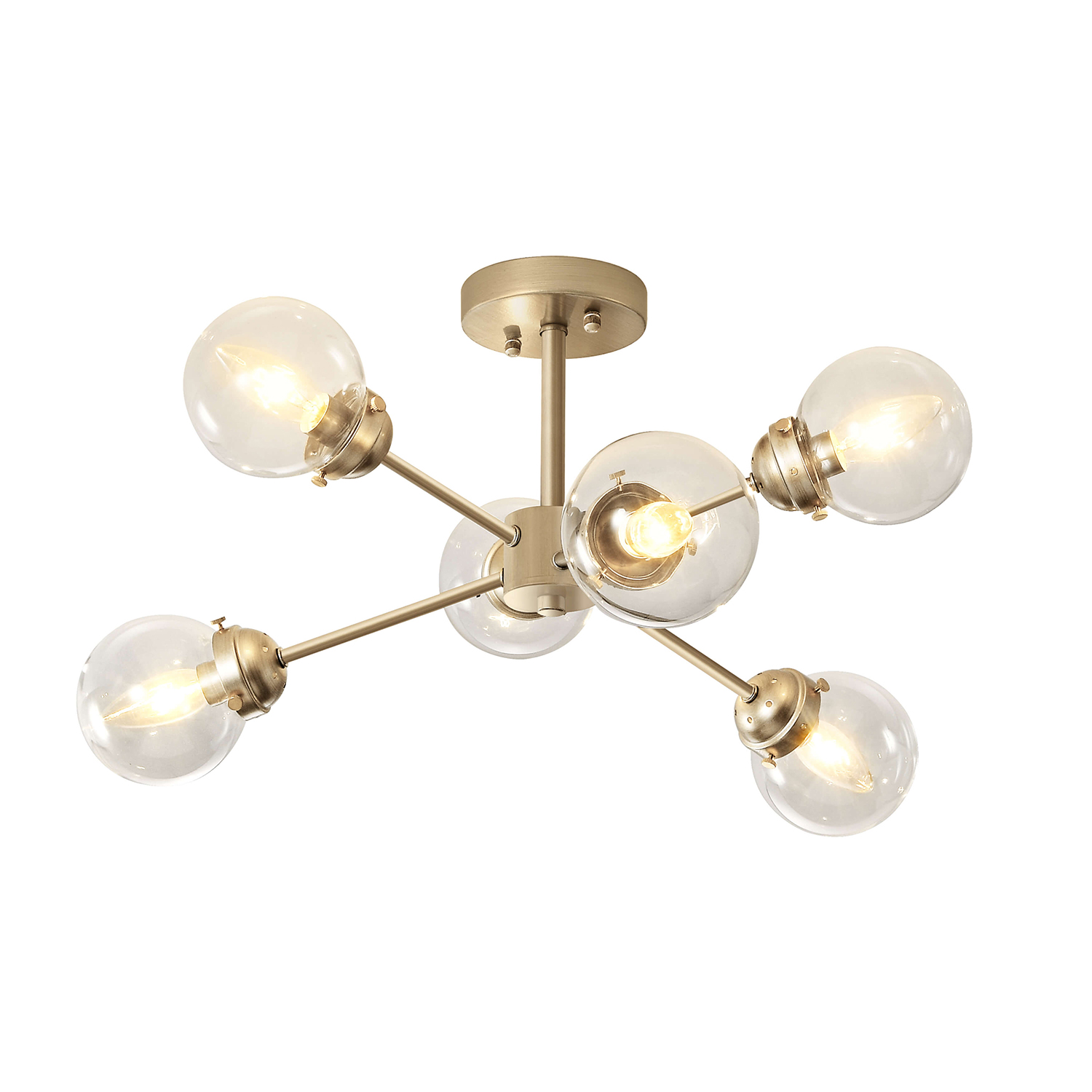 Lorena Light Gold with Bronze Sputnik Clear Globe Semi-Flush Mount LJ-7484-BSL