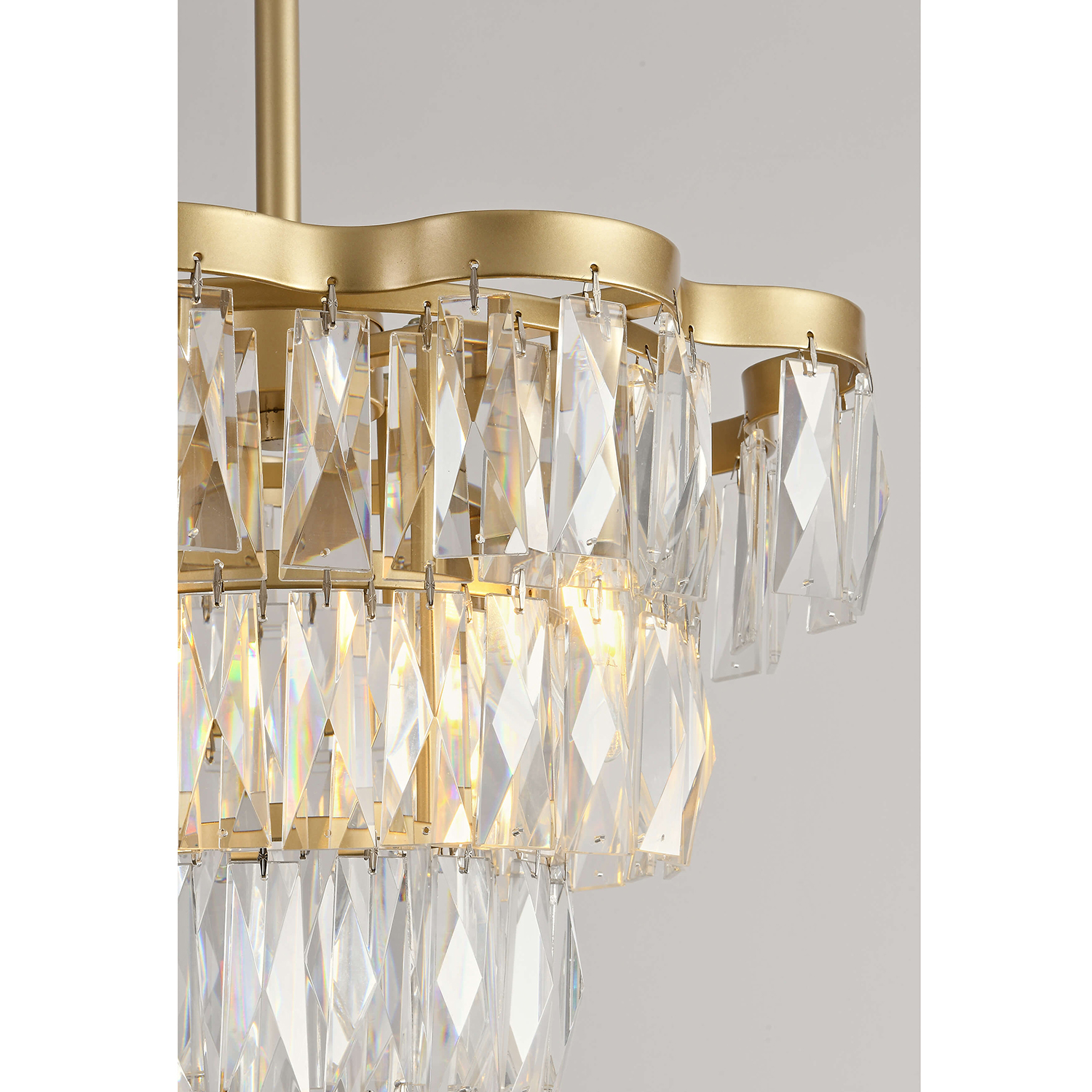 Justina Gold 4-light Crystal Glass Prism 4-tier Chandelier LJ-7529-RHE