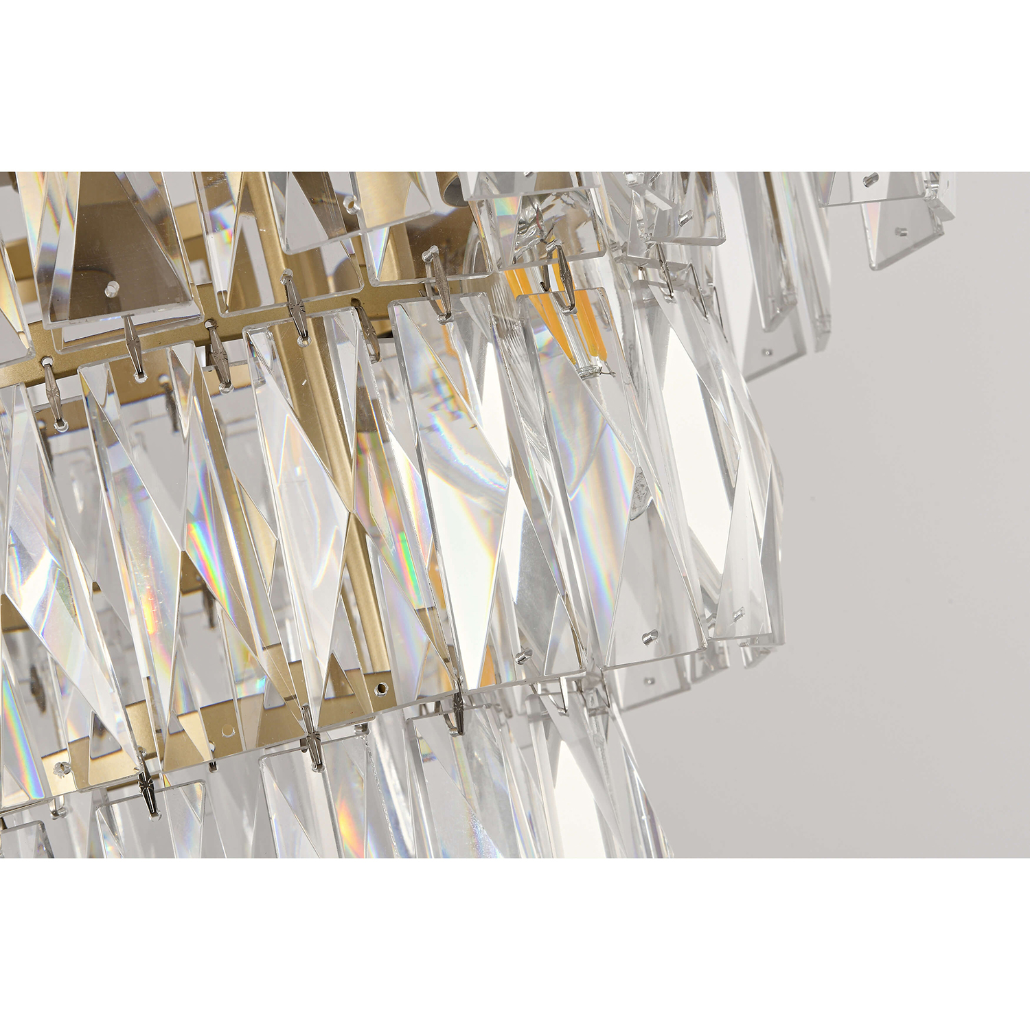 Justina Gold 4-light Crystal Glass Prism 4-tier Chandelier LJ-7529-RHE