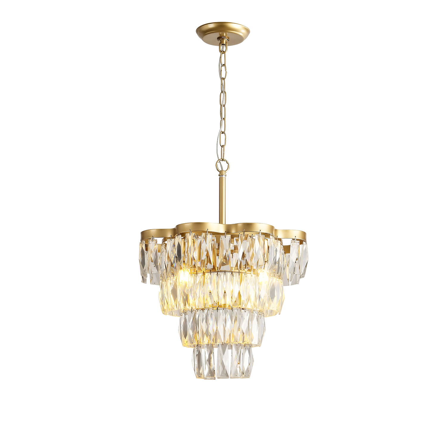 Justina Gold 4-light Crystal Glass Prism 4-tier Chandelier LJ-7529-RHE