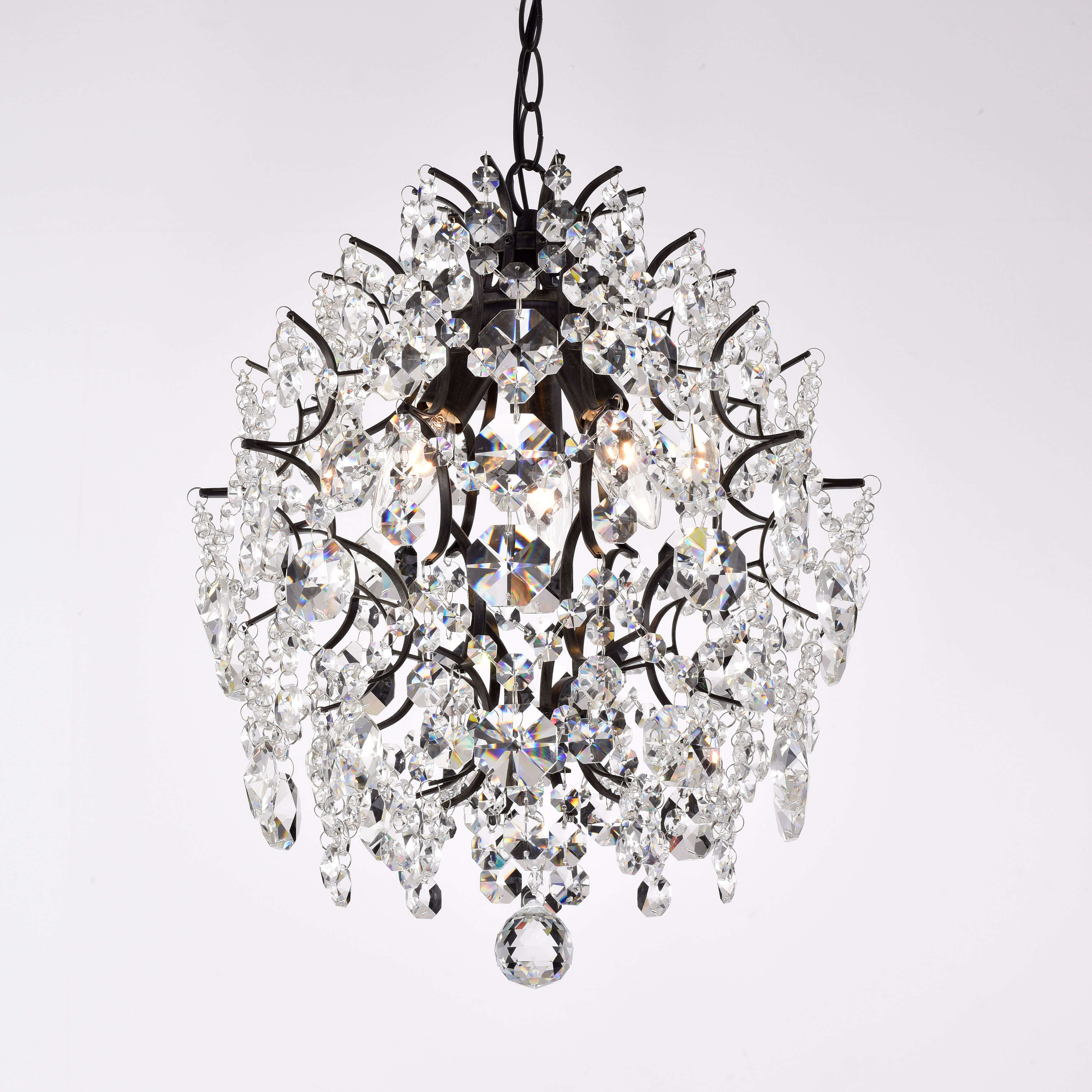 Taylor Antique Black 3-light Crystal Chandelier