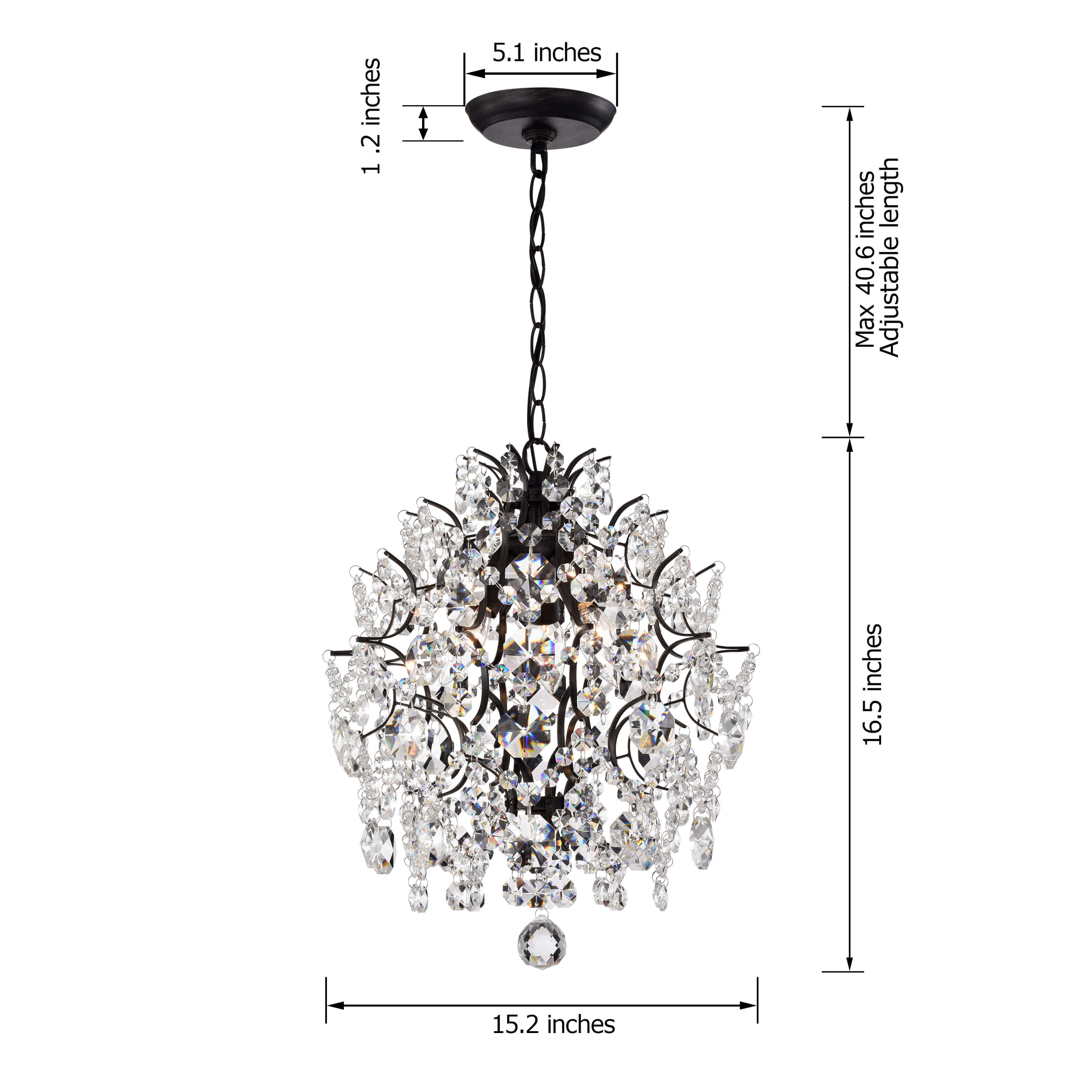 Taylor Antique Black 3-light Crystal Chandelier